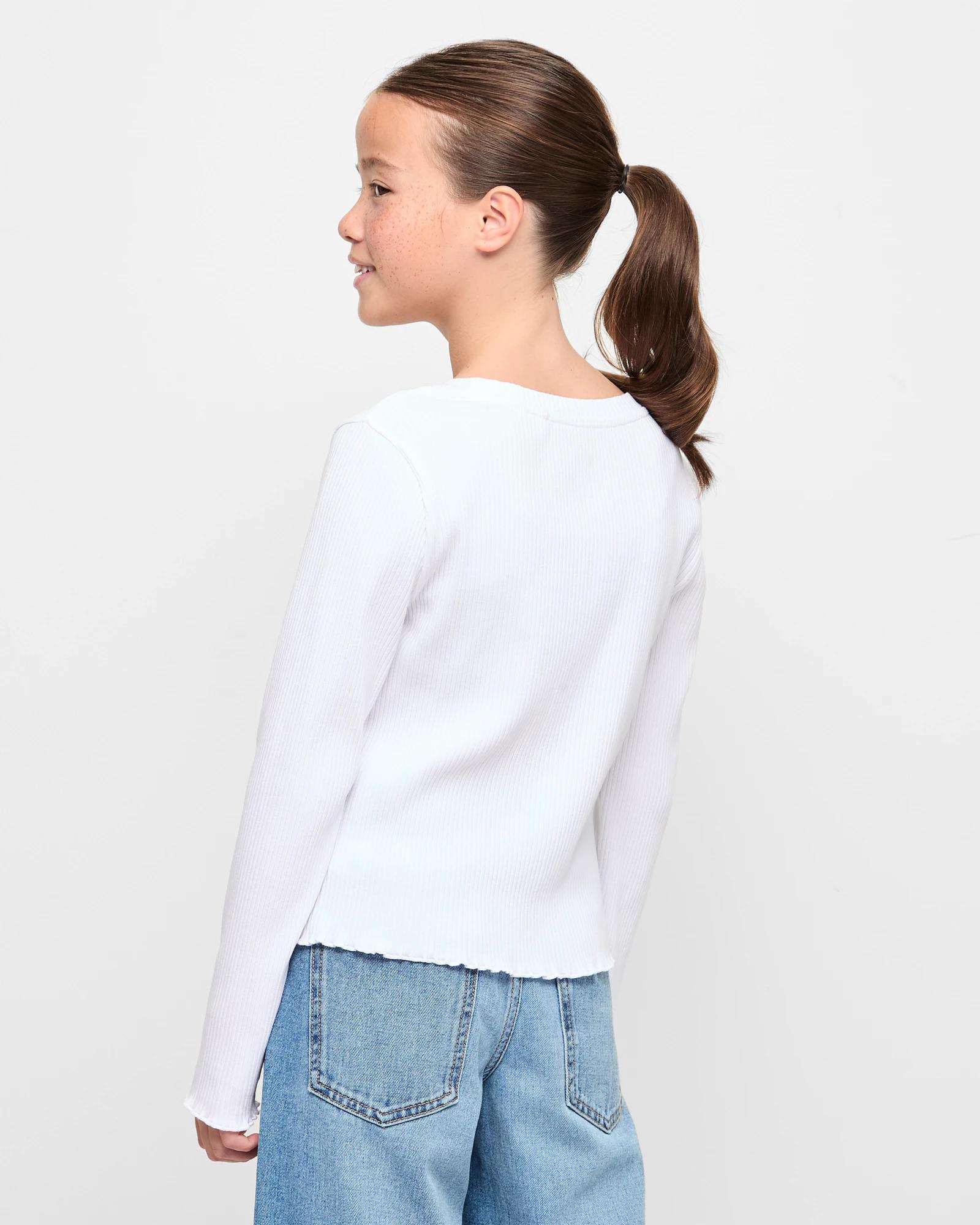 3 Target Australian Cotton Blend Long Sleeve Rib Top WHITE, 3 of 5