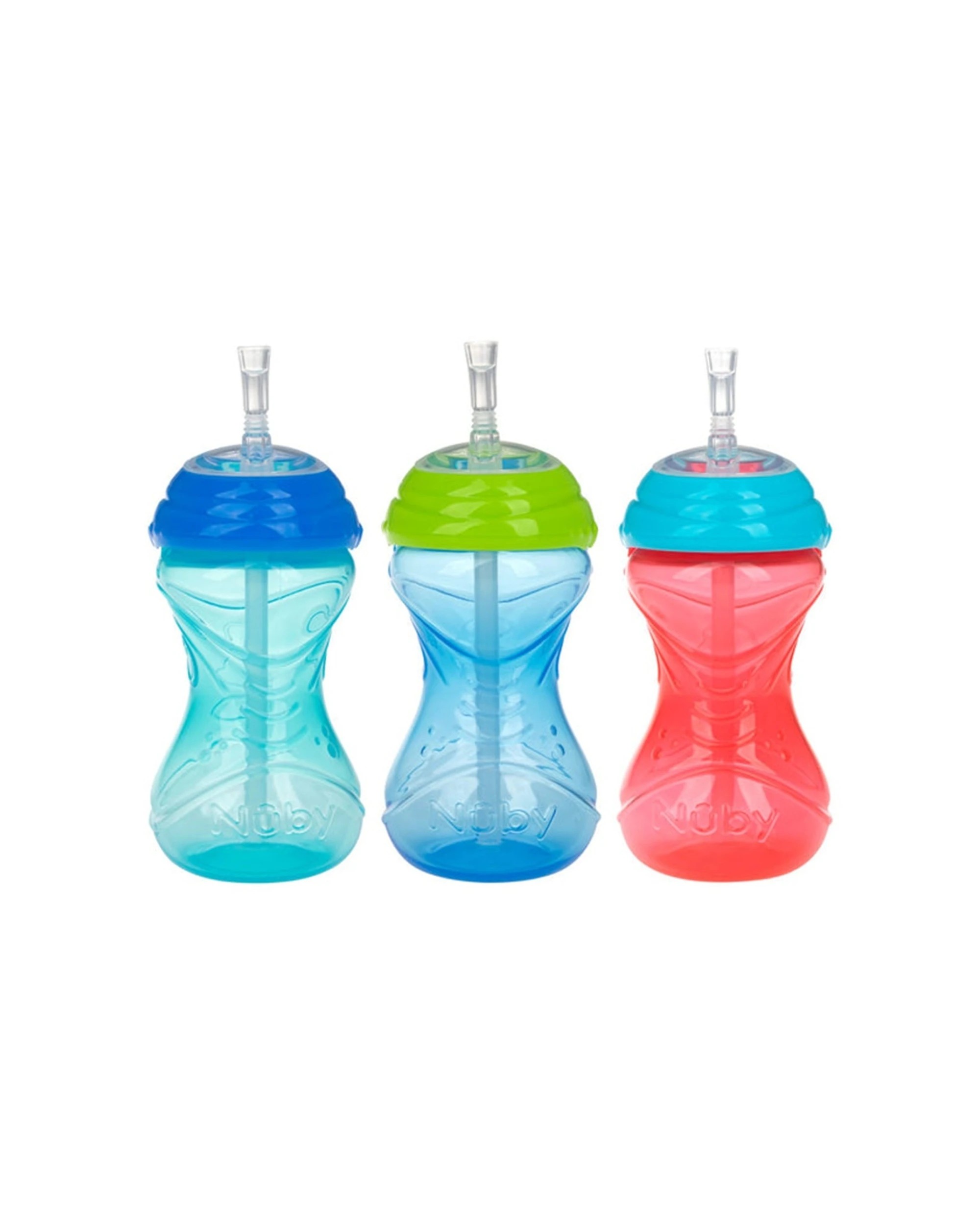 2 Nuby 2x 3pc No Spill Flexi-Straw Gripper Cup Kids Drink Bottle 300ml - Multi, 2 of 2
