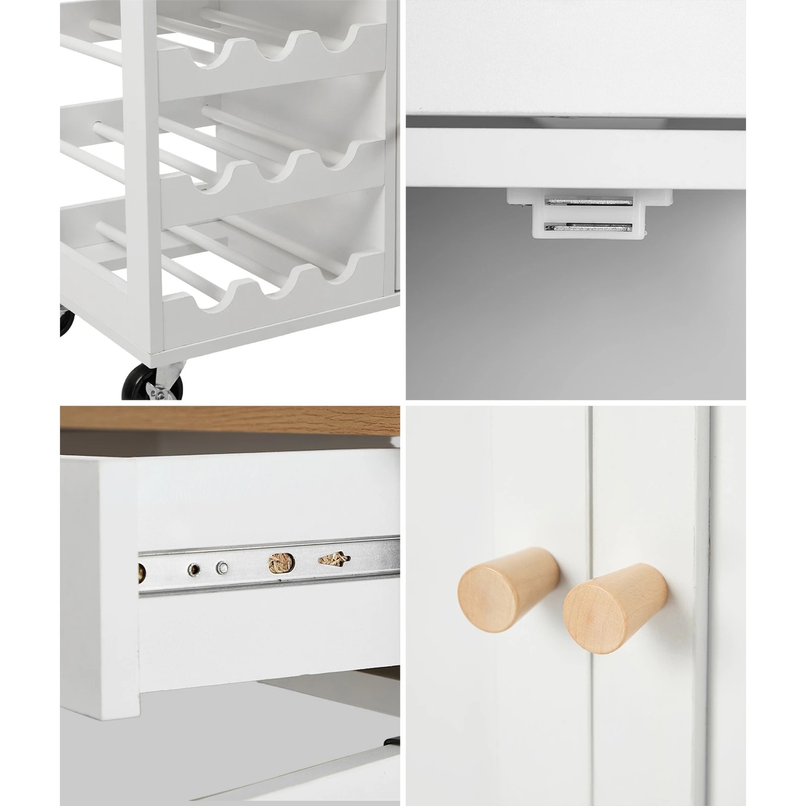 5 Oikiture Kitchen Island Trolley With Wine Rack - White, 5 of 10