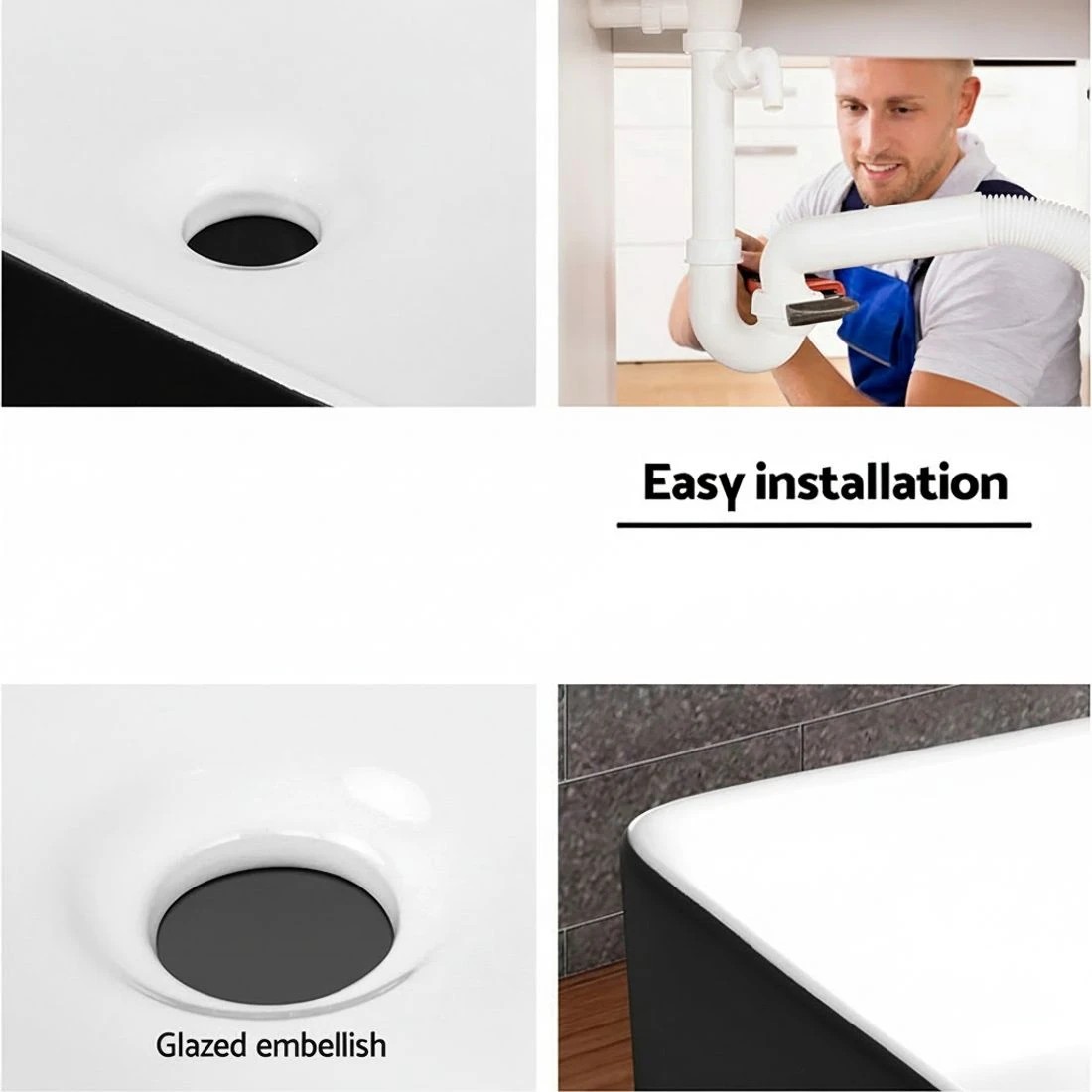 4 Cefito Bathroom Basin Ceramic Vanity Sink Hand Wash Bowl 48x37cm - White, 4 of 5