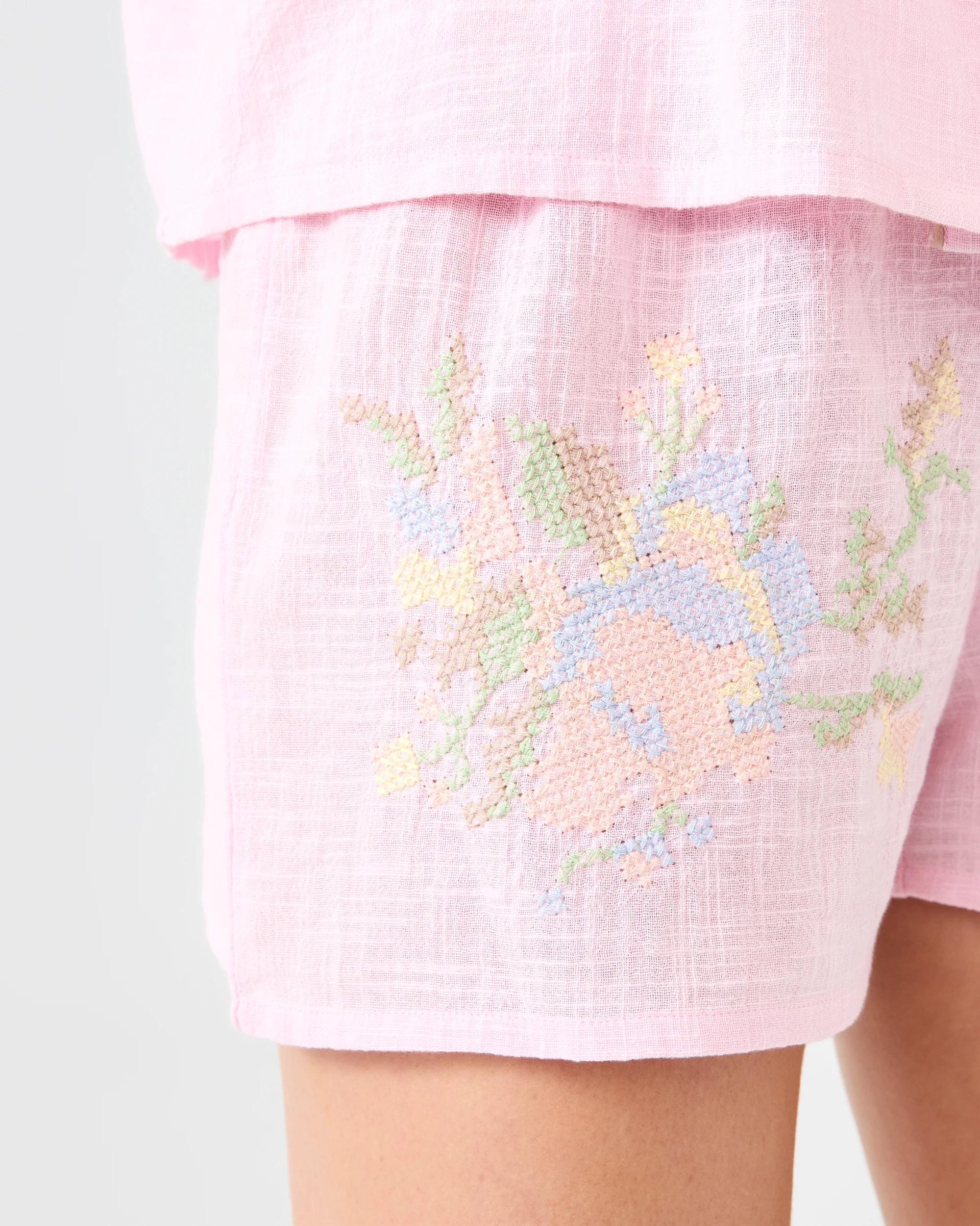 7 Cotton Slub Short Sleeve Top and Shorts Pyjama Set Stitch Frl, 7 of 8