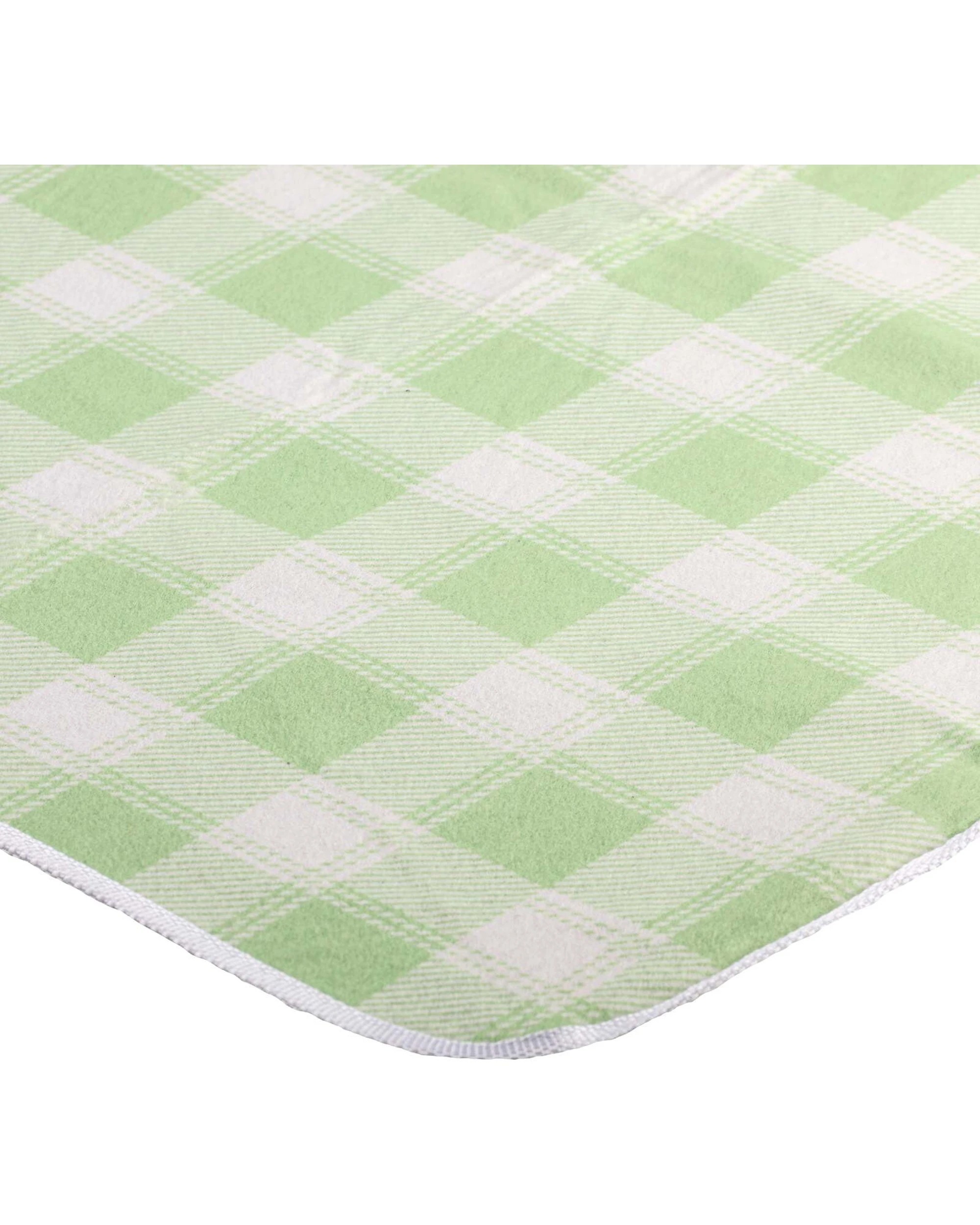 2 Porta Delilah Gingham 150cm Foldable Picnic Blanket Waterproof Design Carry Sage - Green, 2 of 5