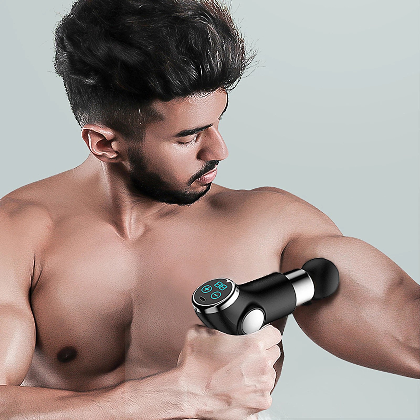 9 FITSMART 6 Level Mini Vibration Therapy Massage Gun USB Charging 4 Heads - Black, 9 of 10