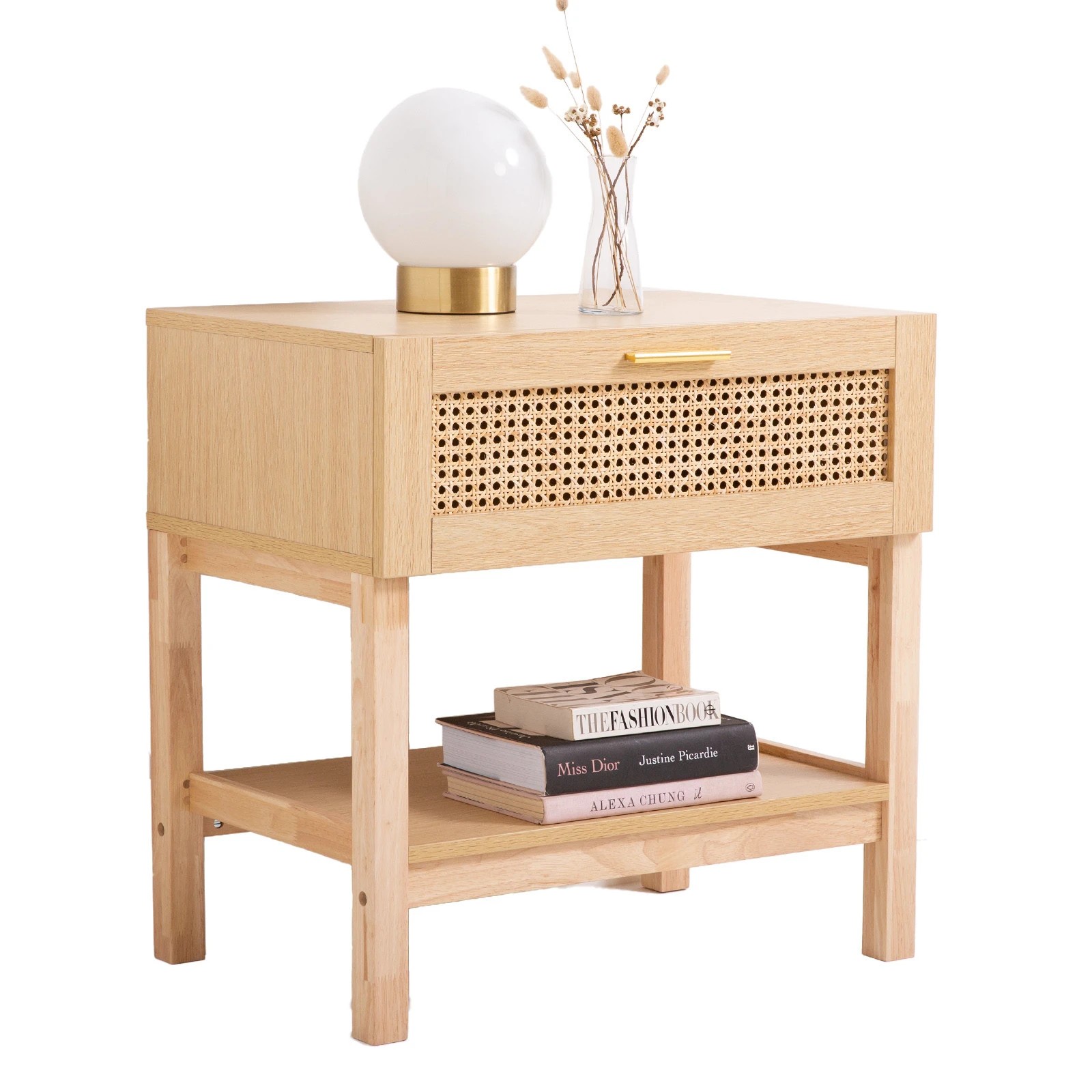 6 Casa Decor Santiago Rattan Bedside Table Drawers Table Nightstand Cabinet Oak - Brown, 6 of 10