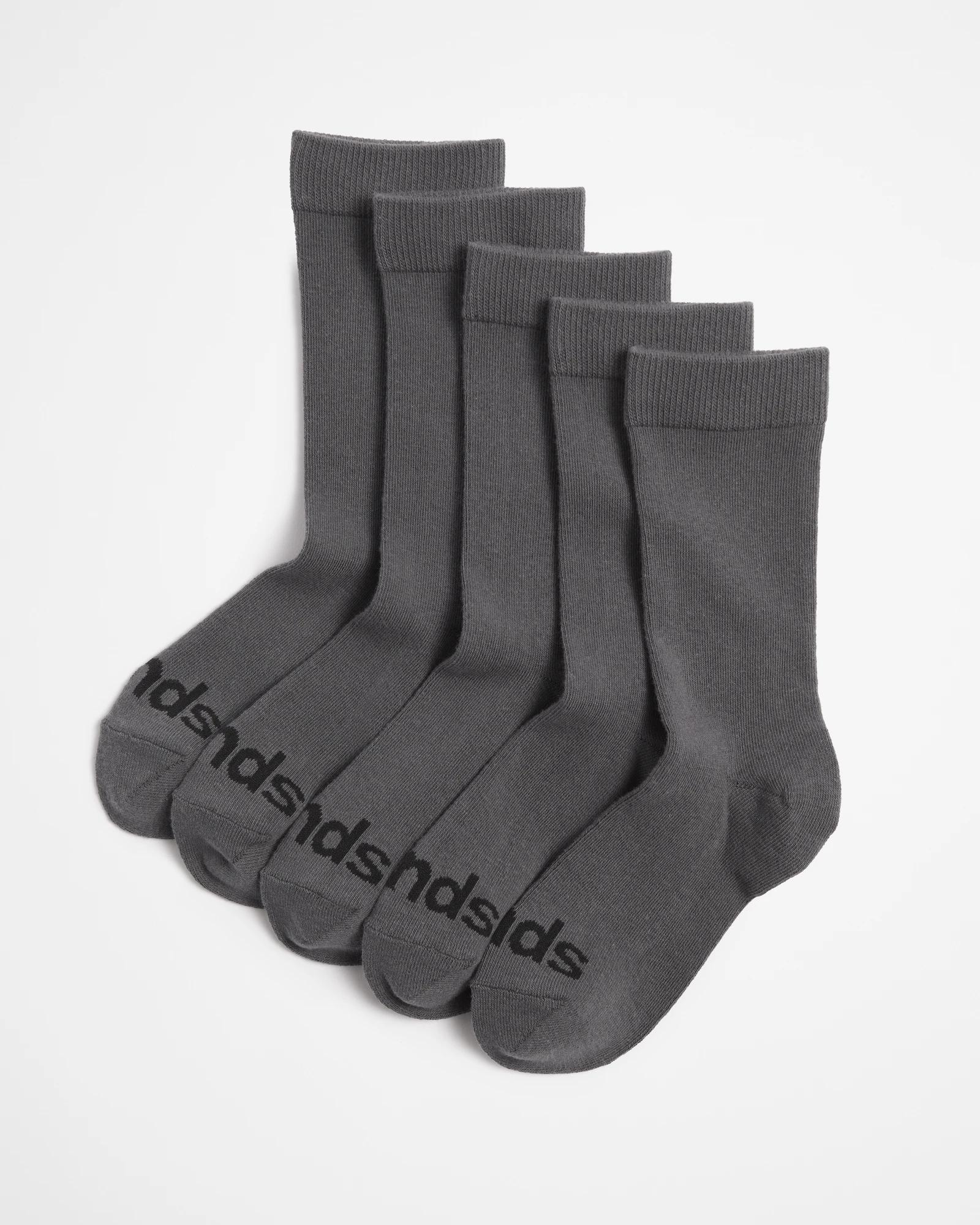 1 Bonds Kids Crew Socks 5 Pack GREY, 1 of 3