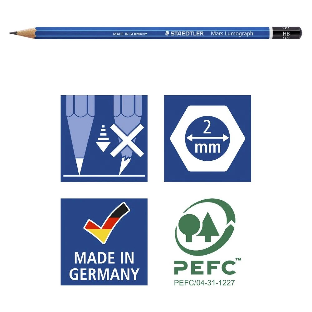 5 Staedtler Mars Lumograph Graphite Pencil HB, 5 of 7
