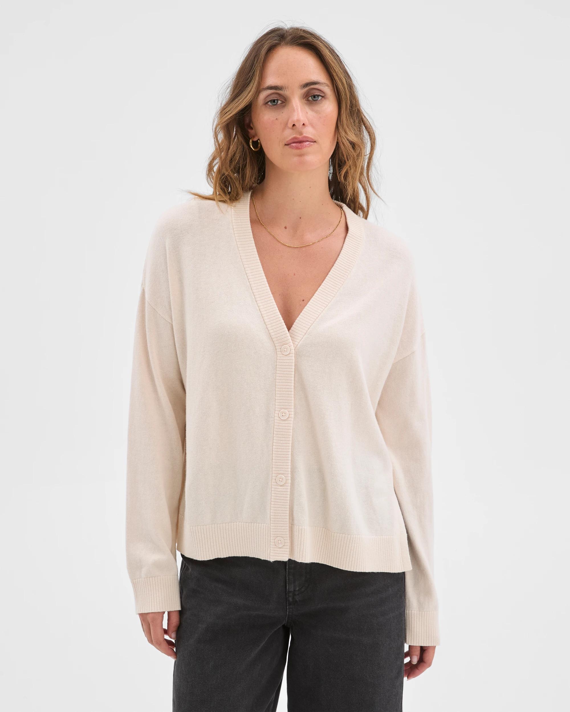4 Target Woman Cotton Cashmere V-Neck Knit Cardigan PEARL, 4 of 6