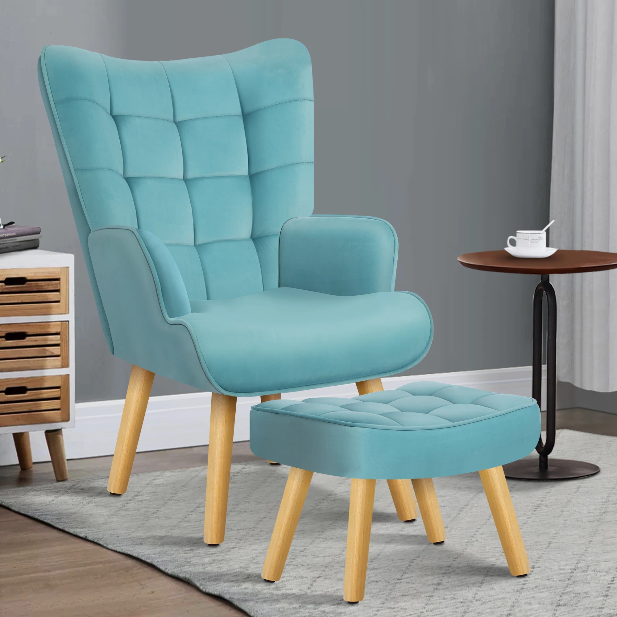 2 Alfordson Armchair Lounge Chair Featherston Replica Accent Chair Couch - Blue, 2 of 10