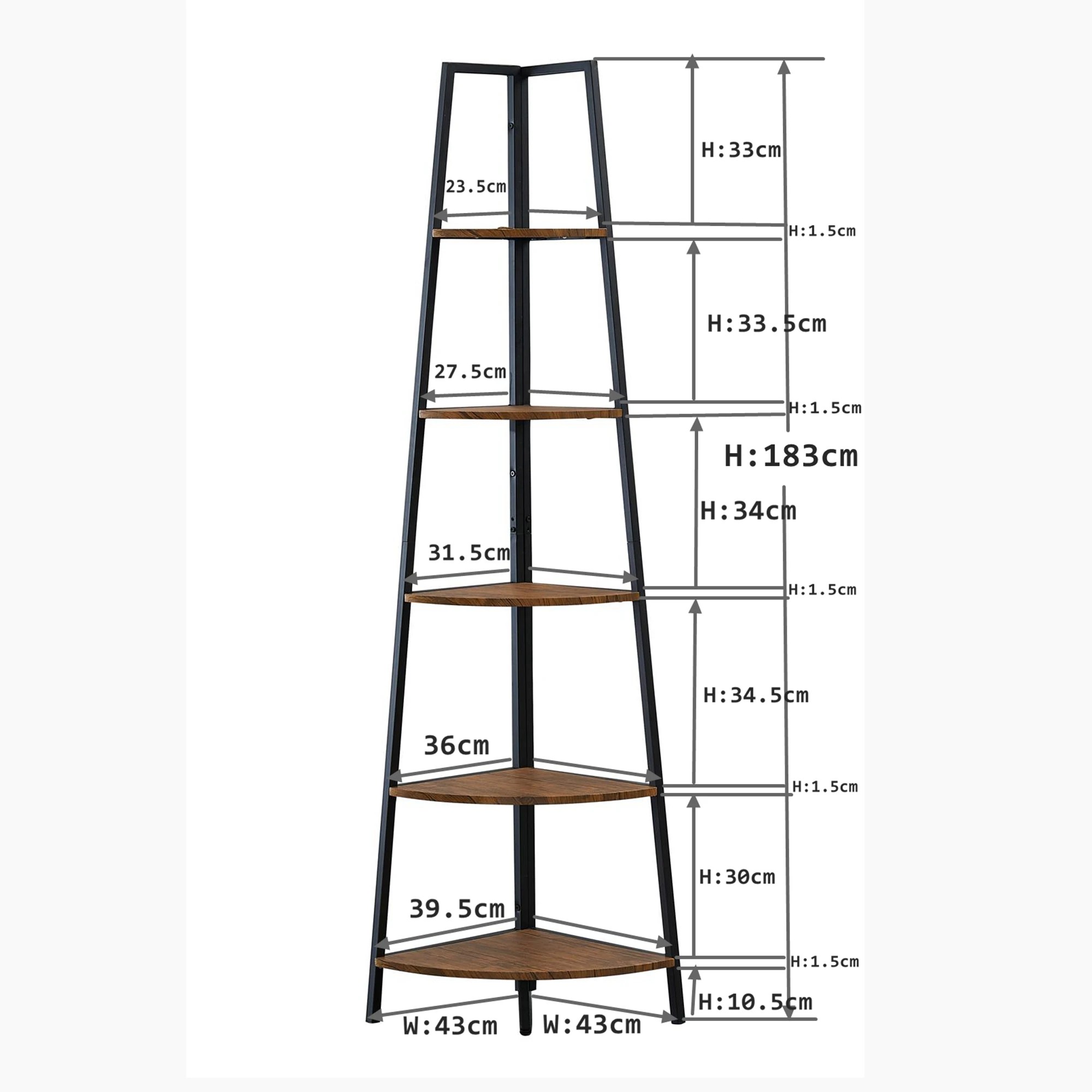 7 IHOMDEC 5 Tier A-Shaped Corner Shelves - Brown, 7 of 7