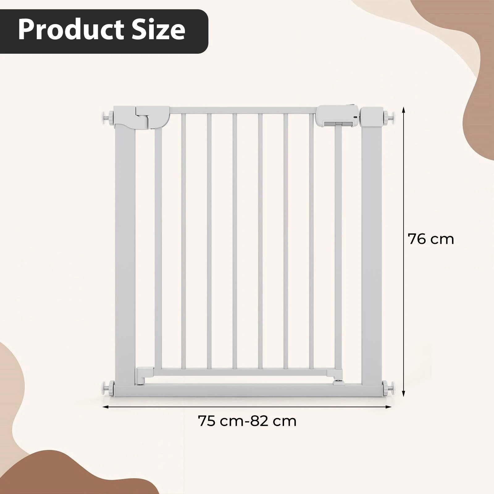 2 Costway Baby Gate for Stairs Auto-Close Door Fence - White, 2 of 2