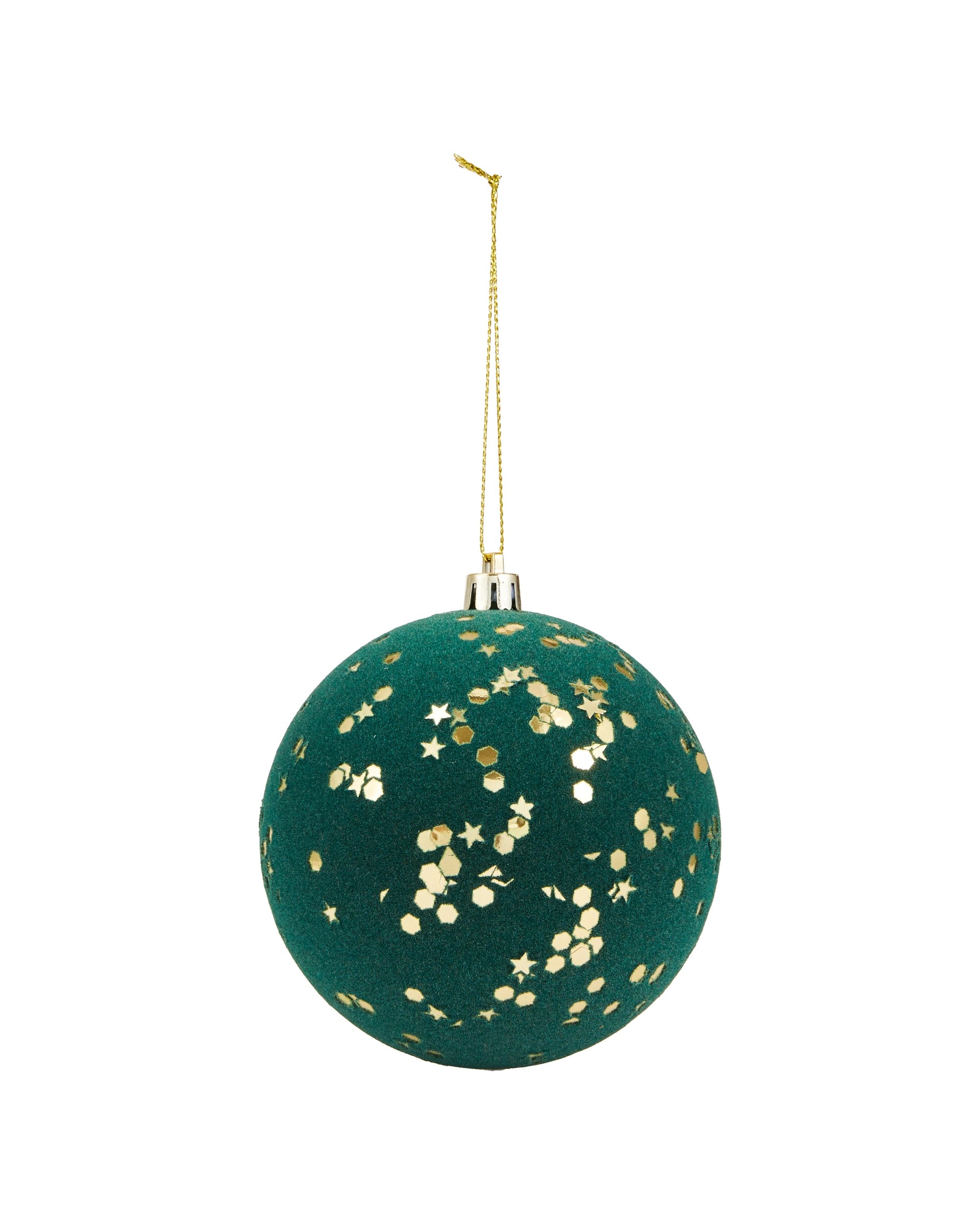 4 9 Pack 10cm Natural Flocked Baubles, 4 of 5