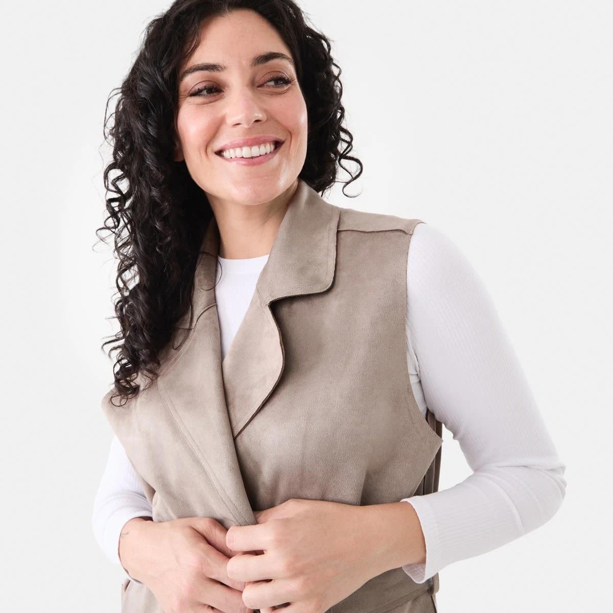 5 Sleeveless Suedette Trench Coat Taupe Brn, 5 of 7