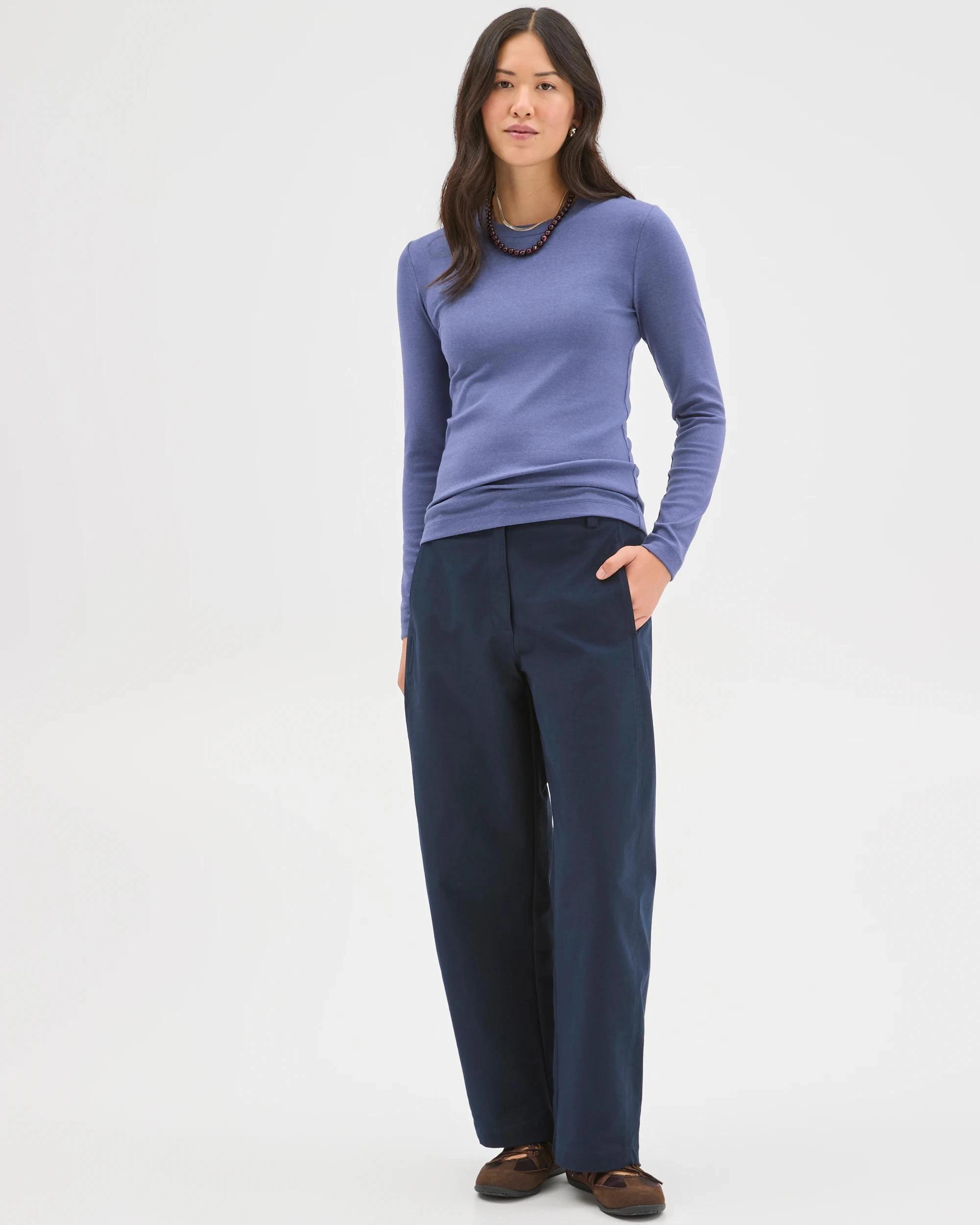 1 Target Woman Soft Touch Long Sleeve T-Shirt Blue Indigo, 1 of 7
