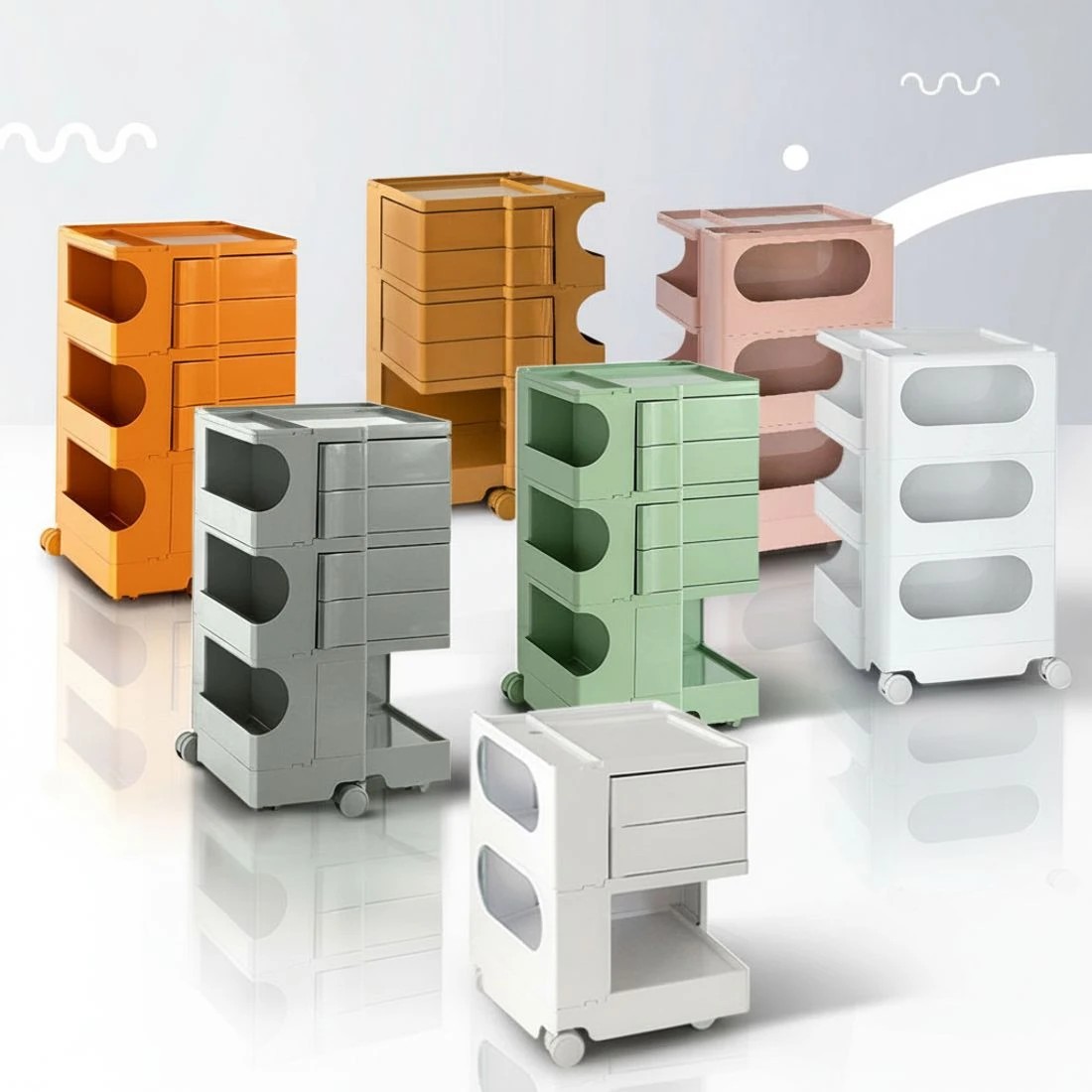 6 Artiss Storage Trolley Cart Bedside Table 5 Tier - White, 6 of 9