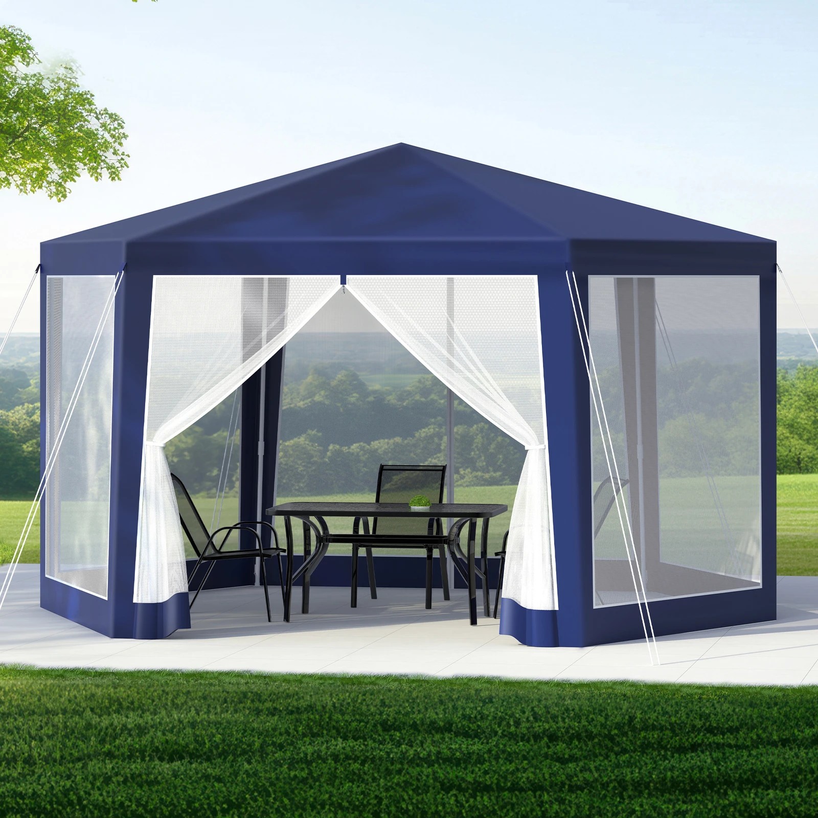 3 Alfordson Gazebo 2x2m Outdoor Camping Marquee Canopy Mesh Wall Portable - Blue, 3 of 10