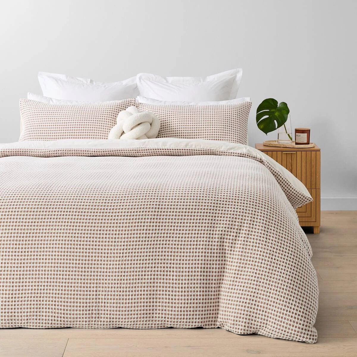 1 Dakota Cotton Quilt Cover Set - Super King Bed, Tan, 1 of 6