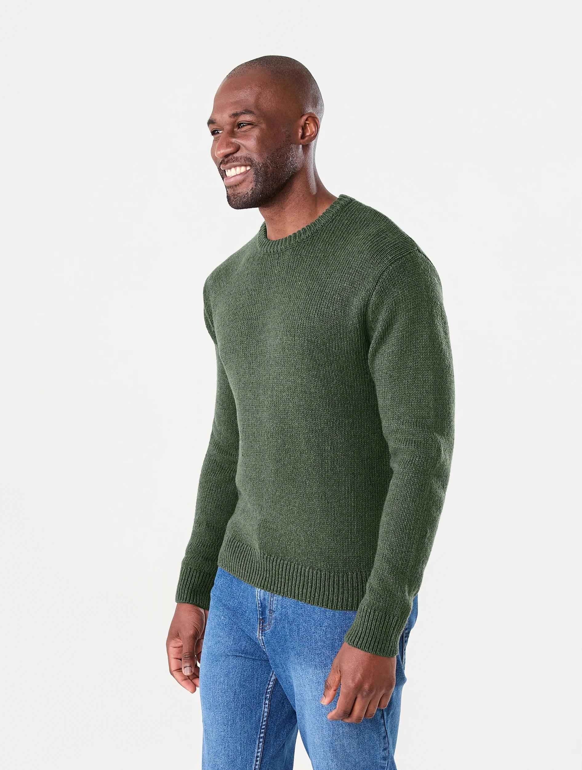 2 Twisted Yarn Crew Knit Jumper Grn Green, 2 of 7