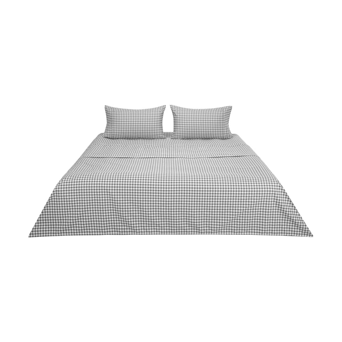 6 250 Thread Count Gingham Cotton Sheet Set - King Bed, Grey, 6 of 7