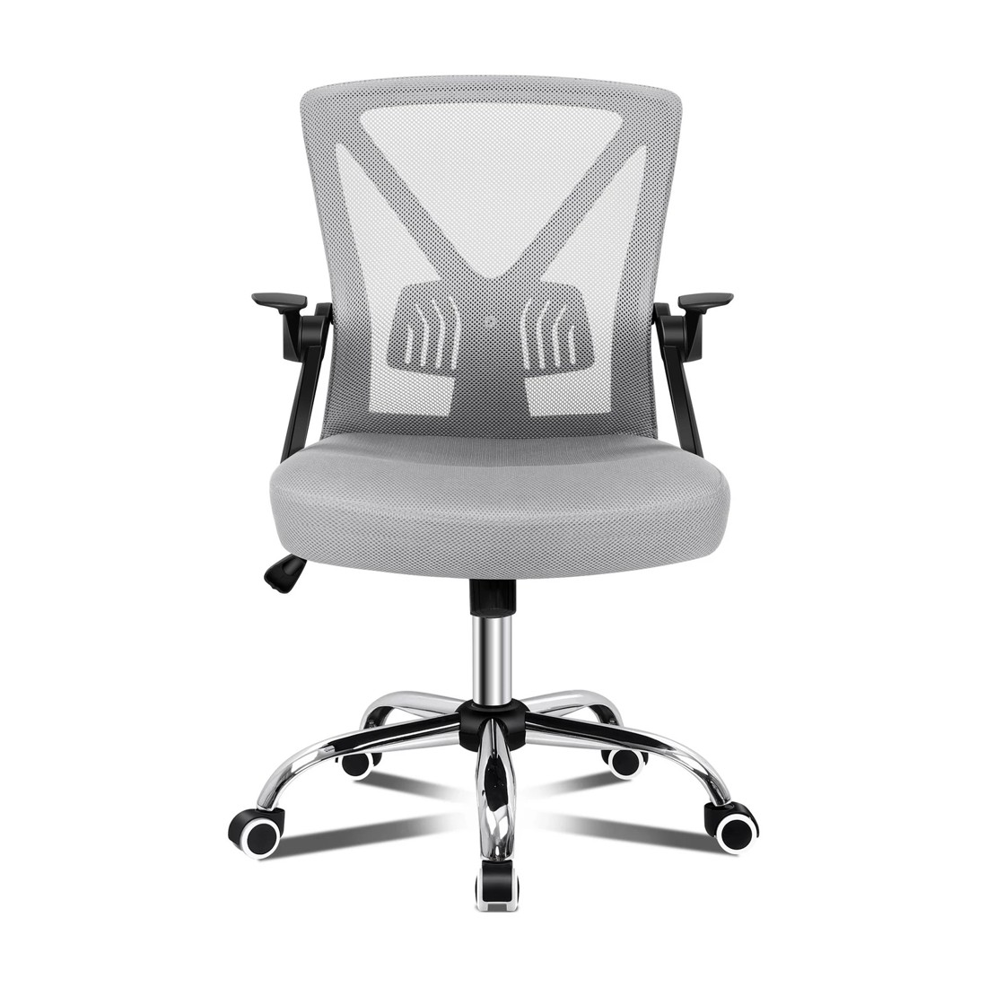 2 Alfordson Mesh Office Chair Executive Fabric Seat Gaming Racing Tilt Computer - Grey, 2 of 10