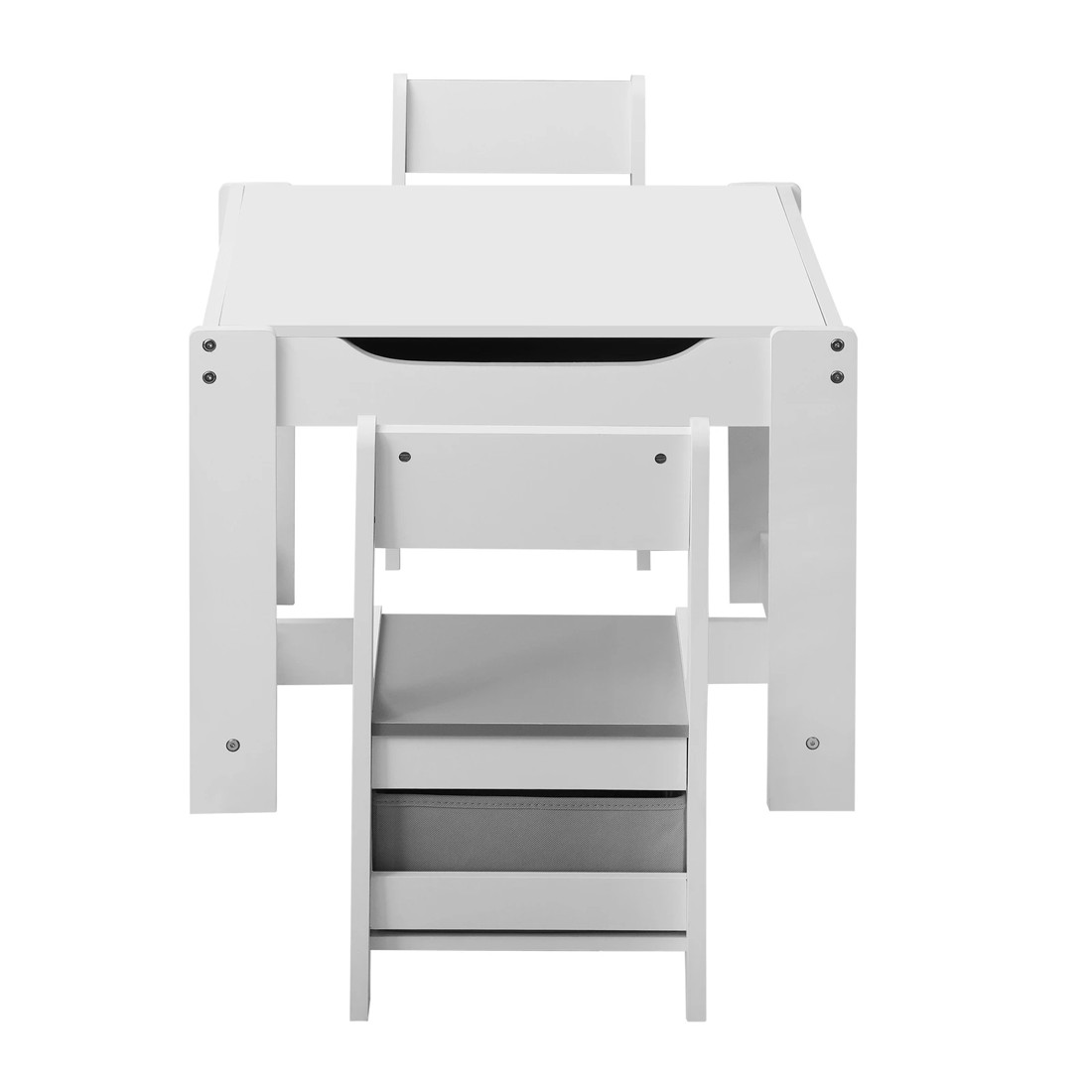 4 Oikiture Kids Table And Chairs Set Activity Play Study Desk W/ Toys Storage Box
 - Grey, 4 of 9