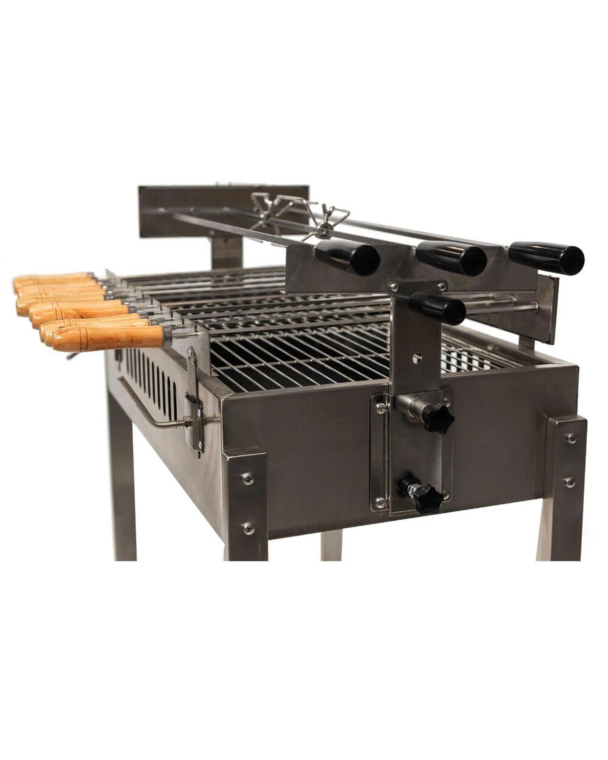 6 Outdoor Central Straight 3 Skewer in - line Cyprus Spit - Stainless Steel, 6 of 10