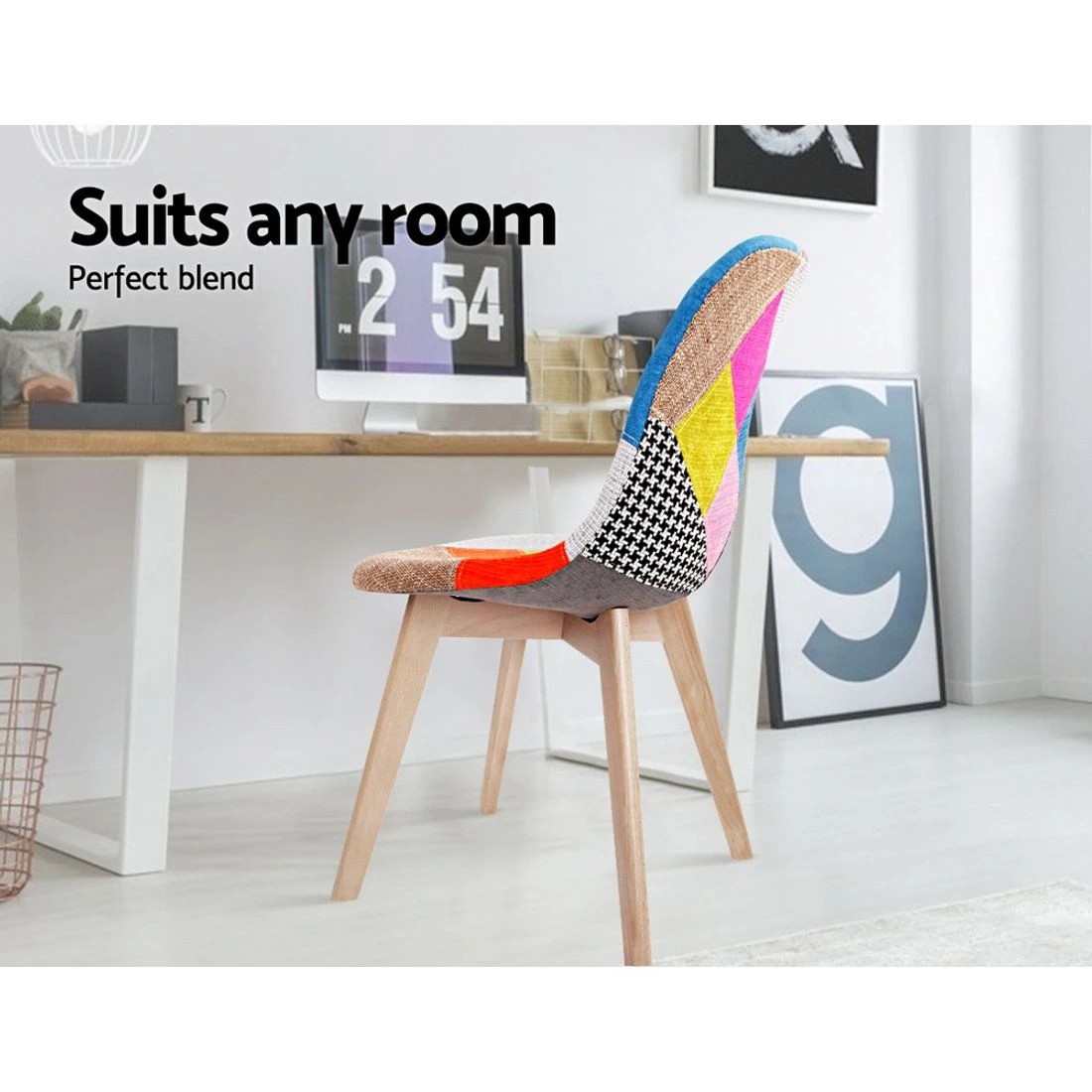 6 Artiss Dining Chairs Set of 2 Fabric Retro Replica DSW - Multi, 6 of 8