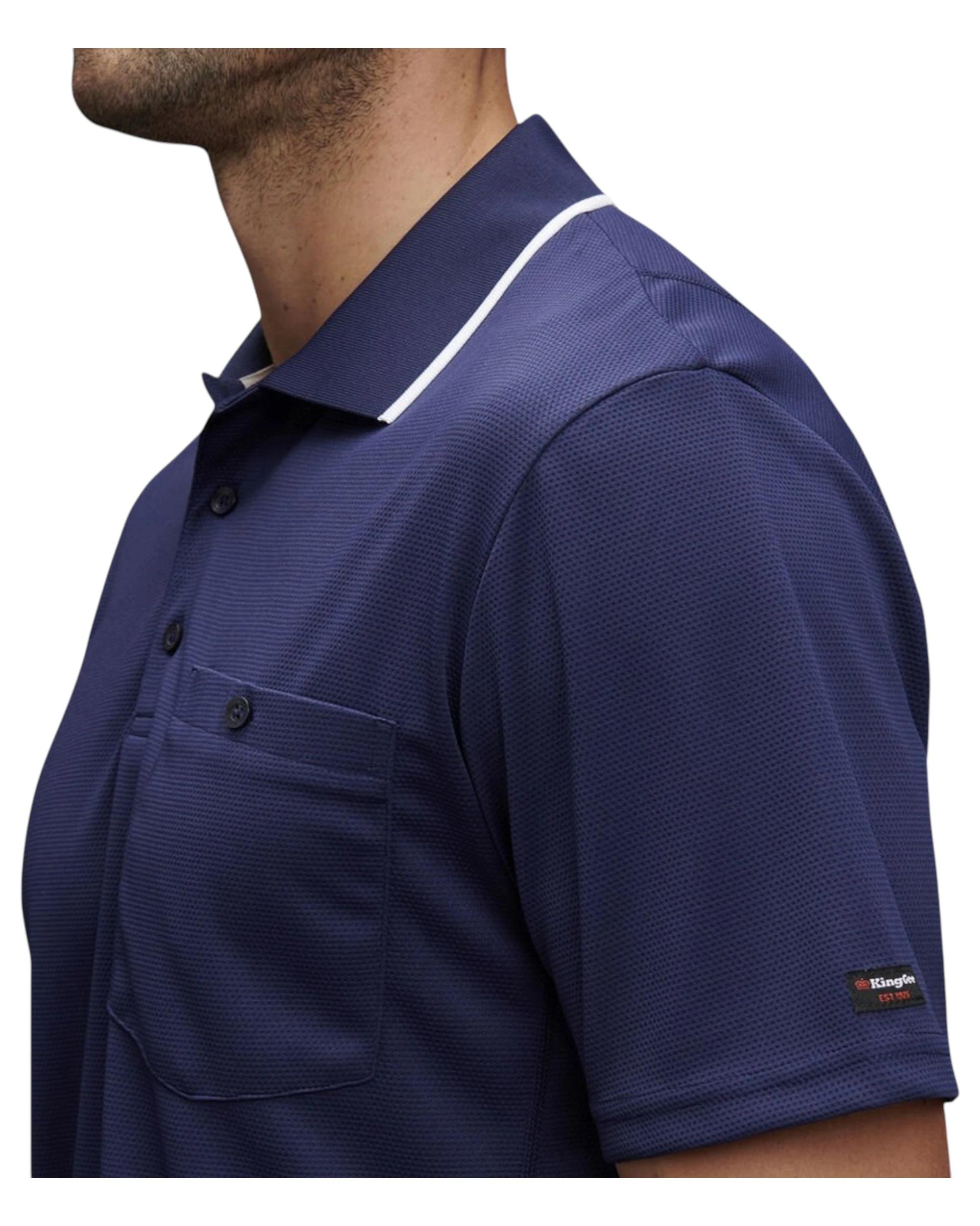 5 KingGee Mens Workcool Hyperfreeze Navy Short Sleeve Polo Shirt Navy, 5 of 5