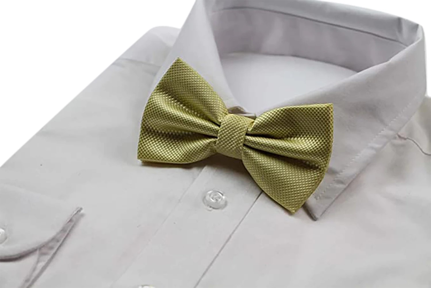 5 Zasel Mens Honey Yellow Plain Coloured Checkered Bow Tie - Yellow, 5 of 5