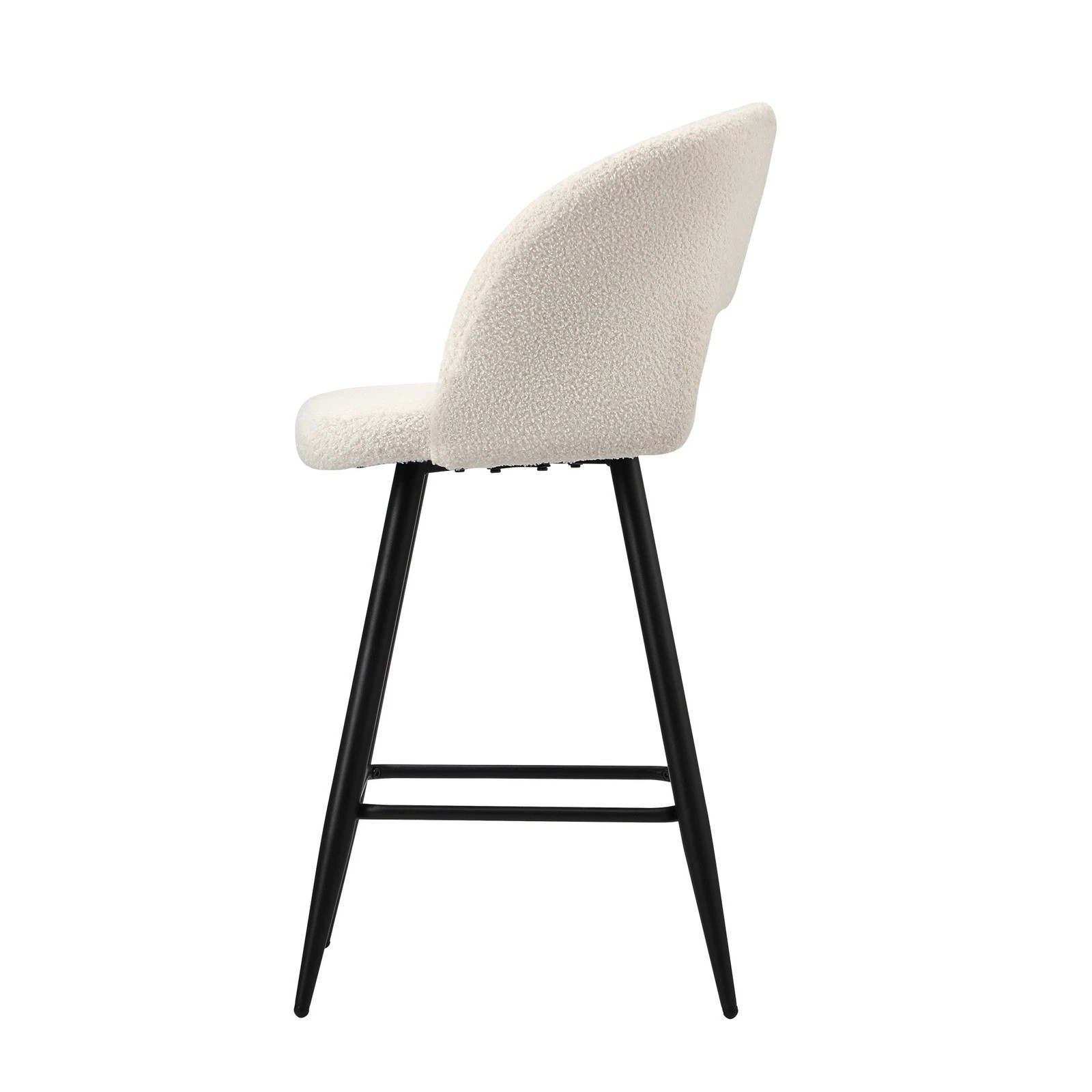 8 Oikiture 4x Bar Stools Kitchen Dining Chair Padded Chair Boucle Sura
 - White, 8 of 9