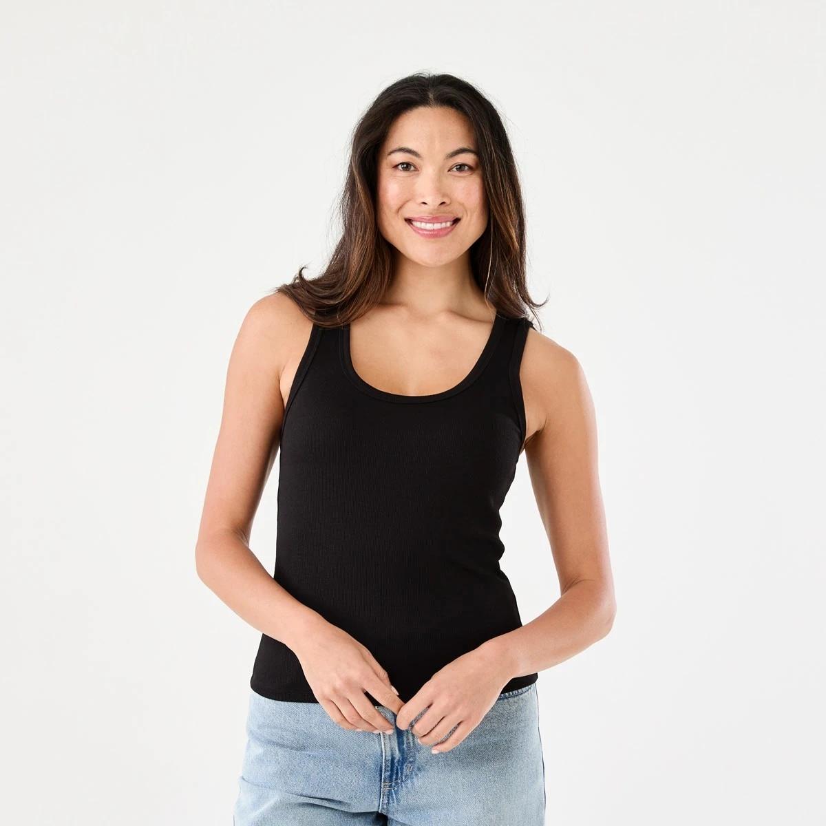 1 Sleeveless Rib Tank BLACK, 1 of 5