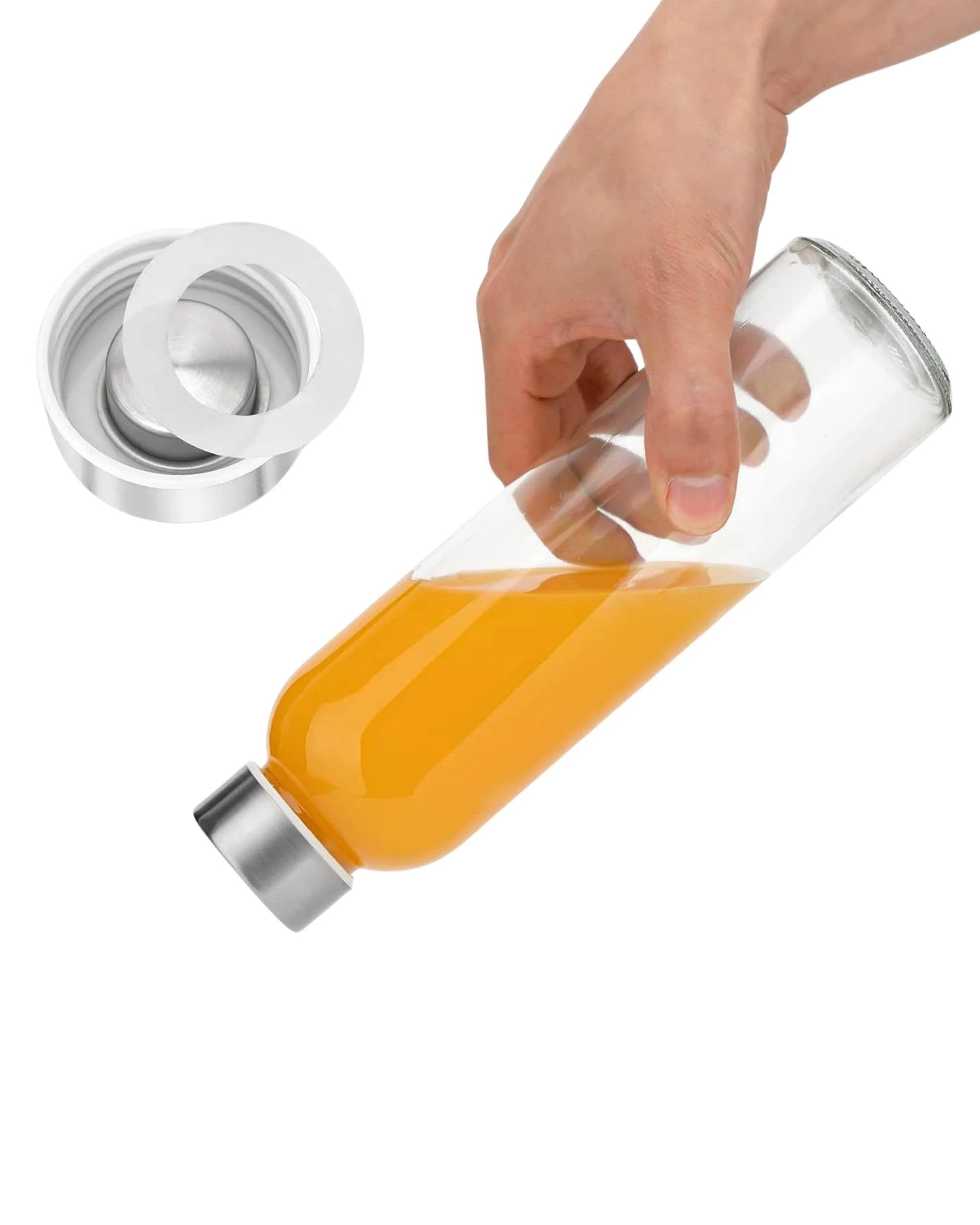 3 Kitchee 500ml Glass Water Drink Bottle with Stainless Steel Lid - Set of 6, 3 of 3