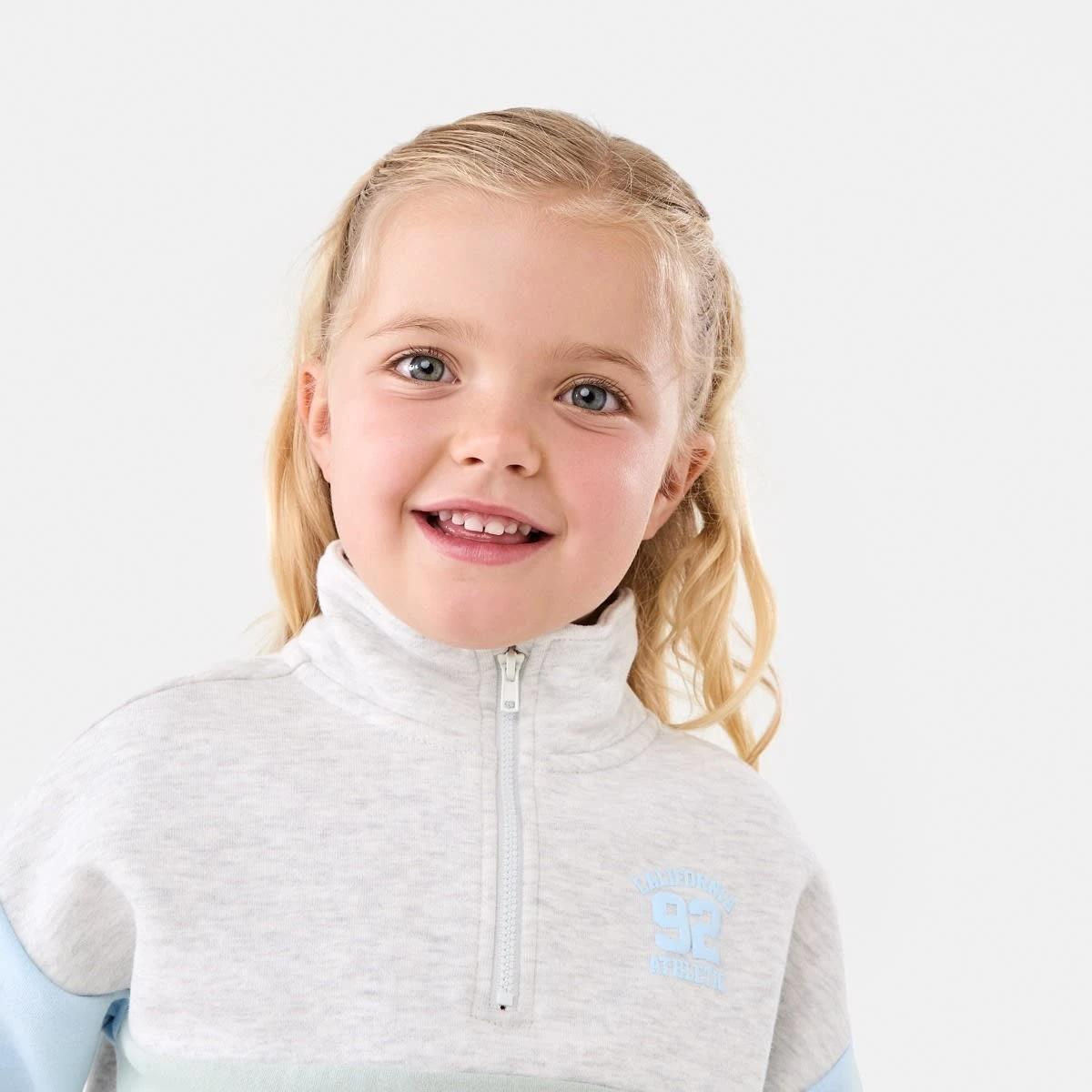 3 Colour Block Quarter Zip Fleece Sweatshirt Mutli, 3 of 8