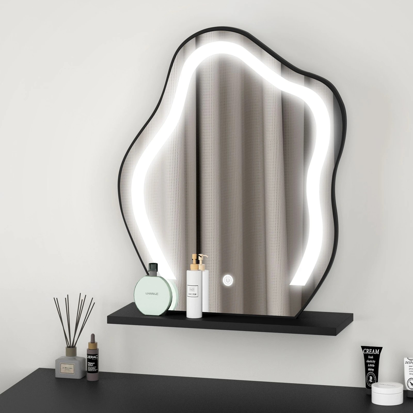 7 Alfordson Dressing Table Stool Set Makeup Mirror Desk LED 8 Drawers - Black White, 7 of 10