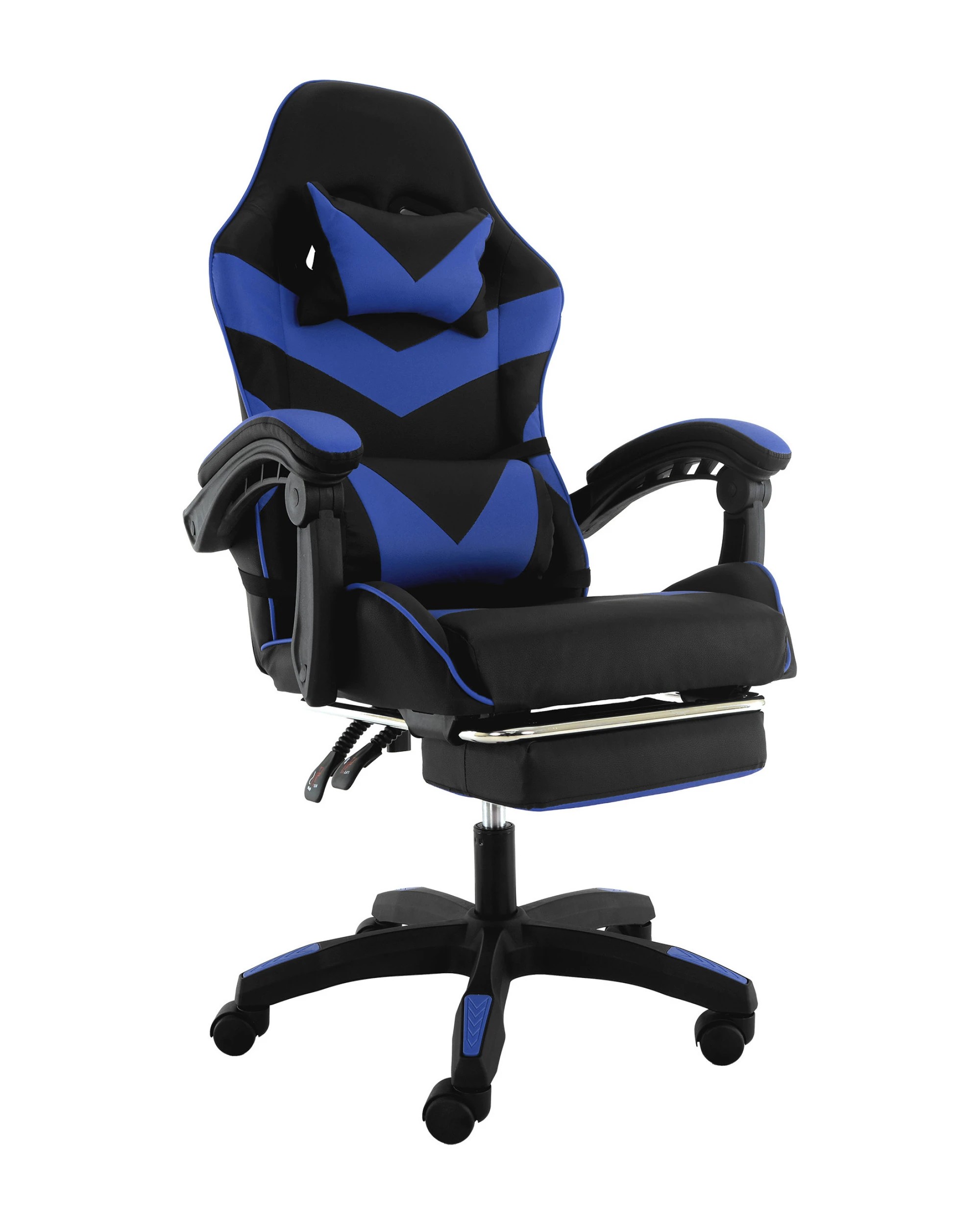 2 Sarantino Cueva Reclining Office Gaming Chair Study Retractable Footrest - Blue, 2 of 7