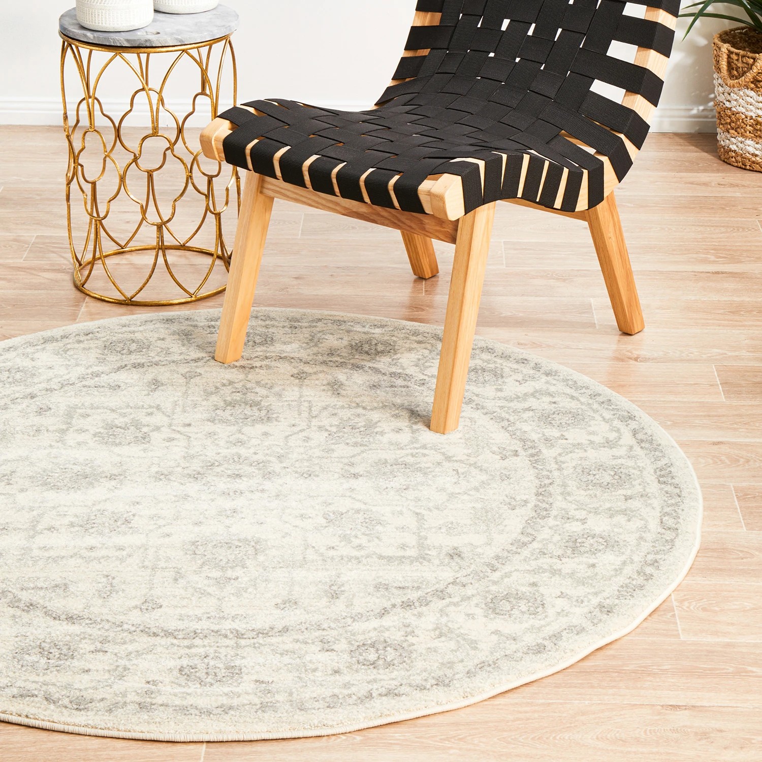 1 Common Ground Rugs Encore 261 200x200cm - Medium Round Power Loomed Pet Friendly Rug - Natural, 1 of 9