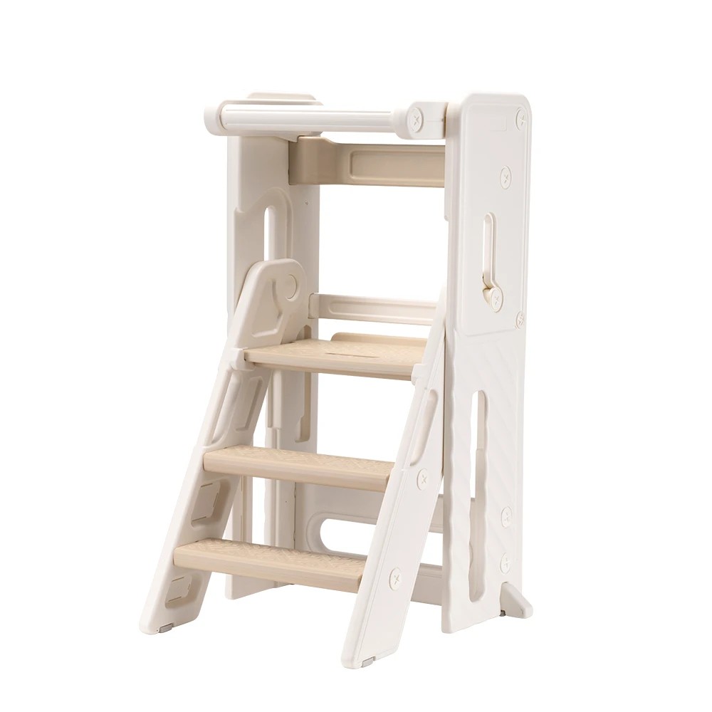 1 PlayPals Foldable Toddler Tower Kitchen Helper with Safety Rail - Brown, 1 of 3