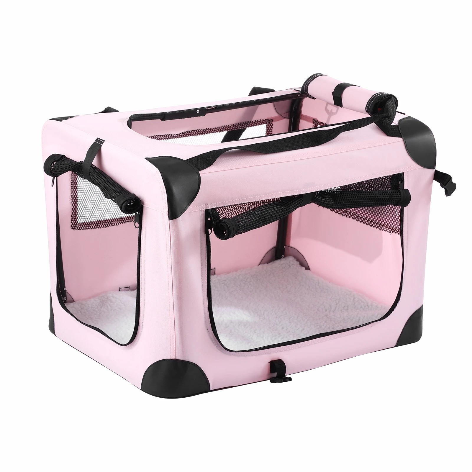4 Pet Scene Soft Dog Crate Kennel Pet Cage Cat Travel Carrier Pink, 4 of 5