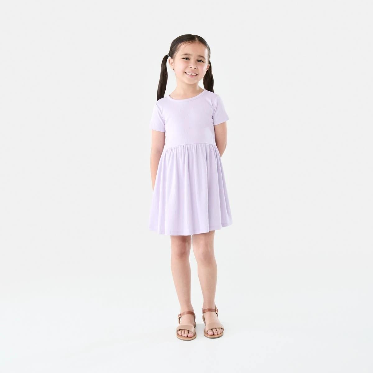 7 Short Sleeve Rib Dress Pst Purple, 7 of 10
