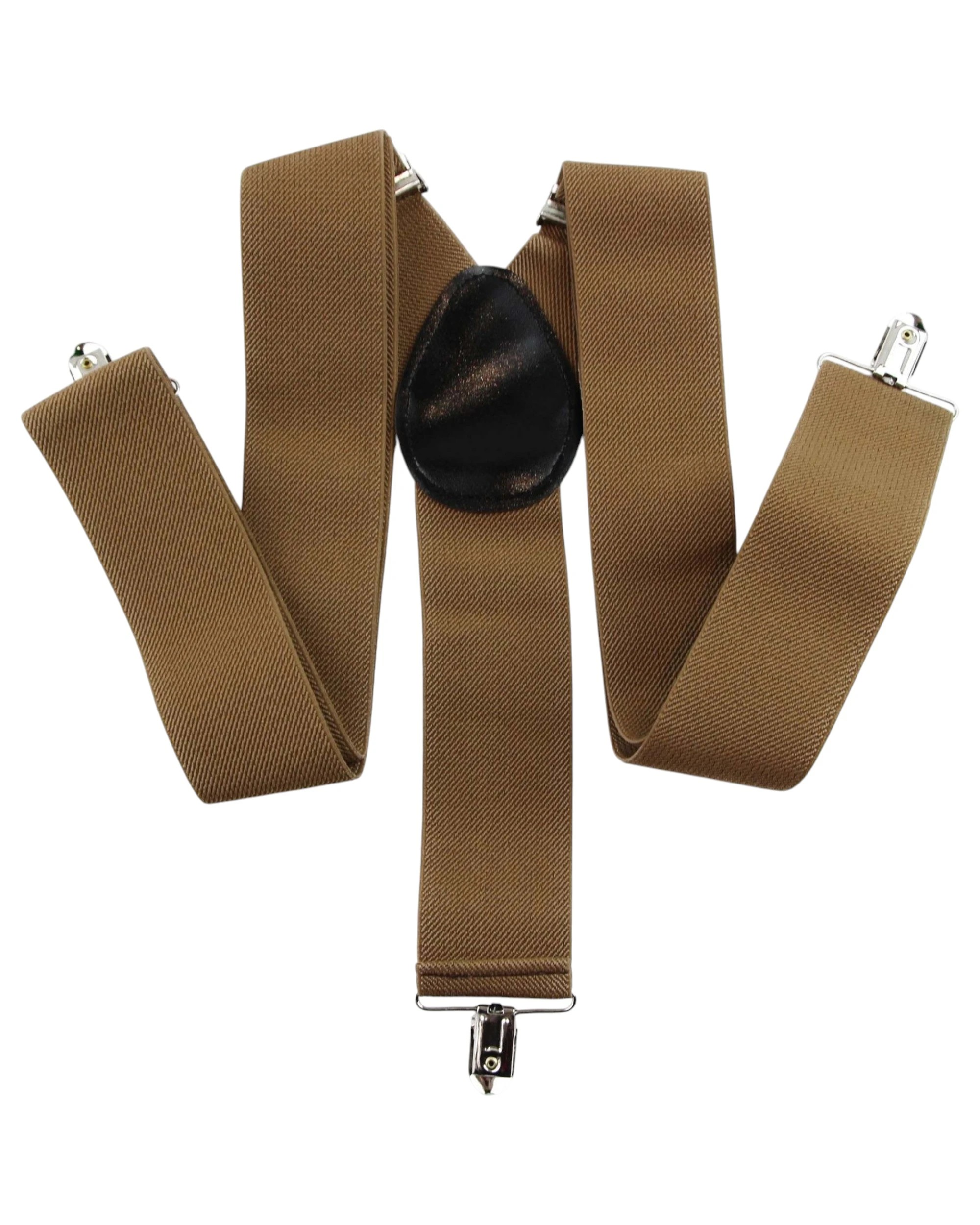 1 Zasel Mens Extra Wide Heavy Duty Adjustable 120cm Coffee Suspenders, 1 of 3