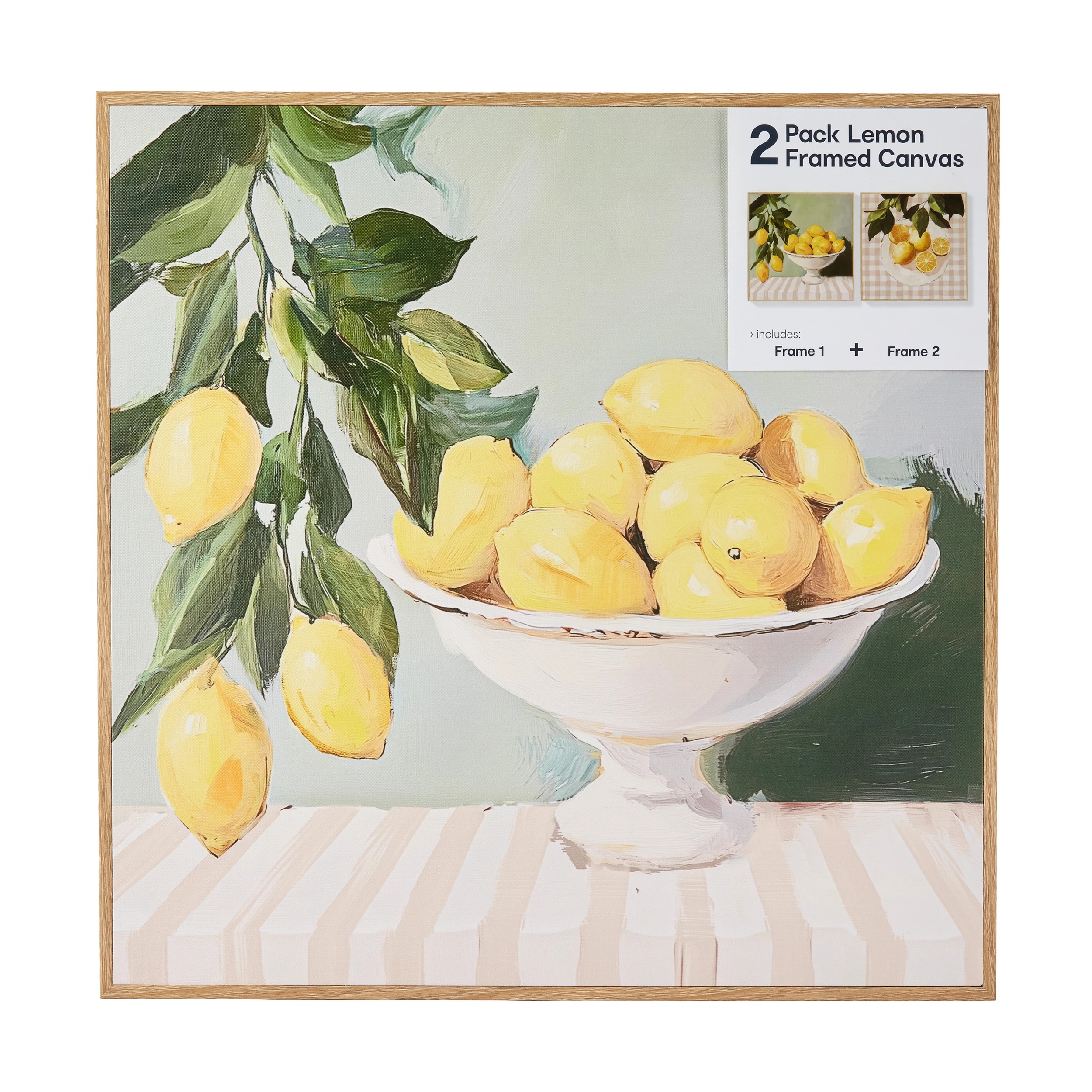 5 2 Pack Lemon Framed Canvas - 40cm x 40cm, 5 of 6