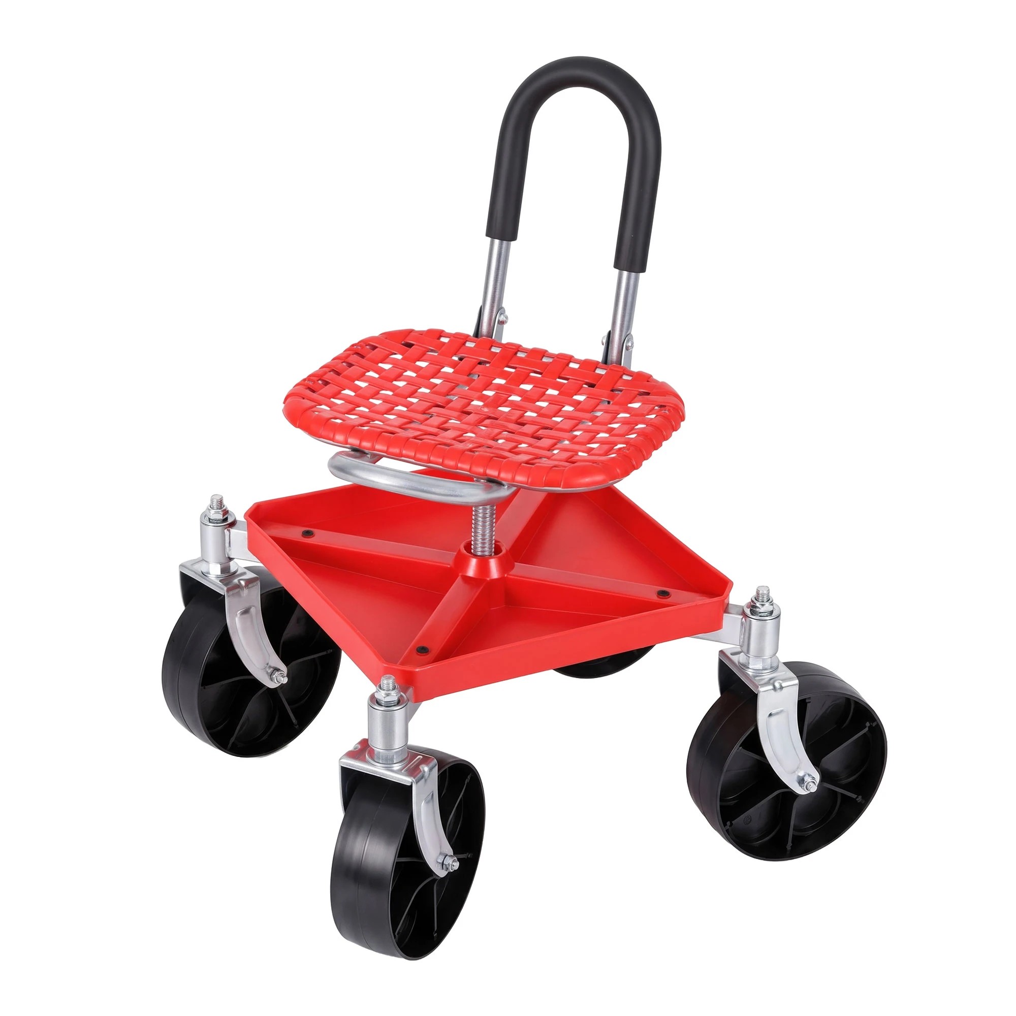 3 Gardeon Garden Cart Seat Rolling Stool 360 Swivel Height Adjustable Heavy Duty - Red, 3 of 9