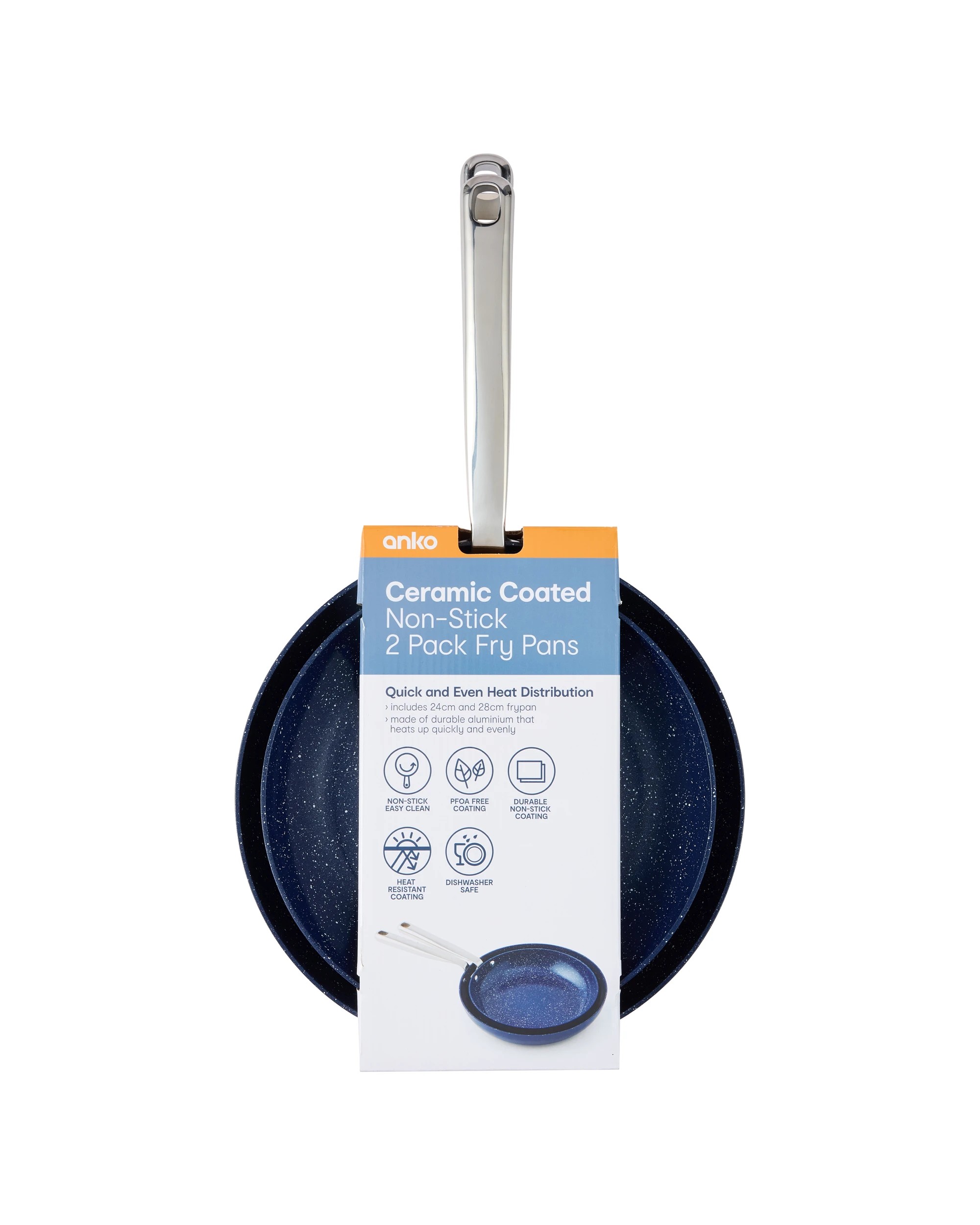 8 2 Pack Ceramic Coated Fry Pans - Blue, 8 of 8