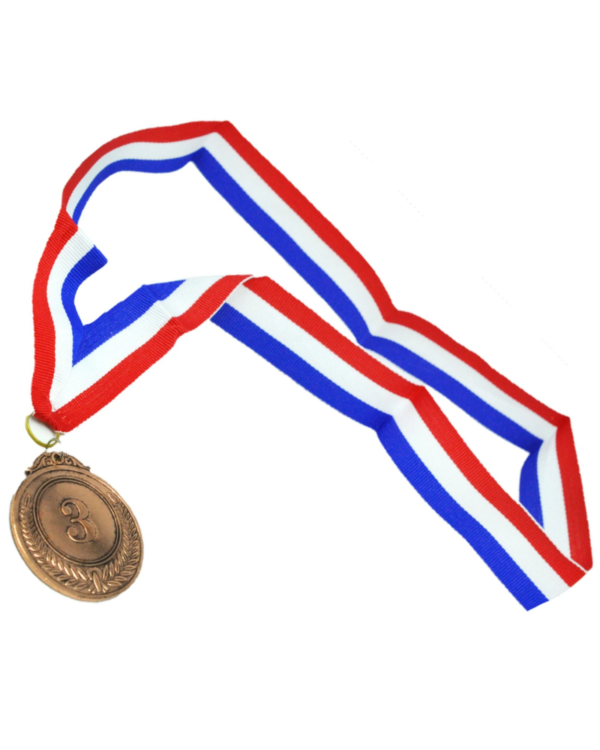 3 BR Costumes Bronze Winner Medals with 46cm Ribbon - Pack of 12, 3 of 4