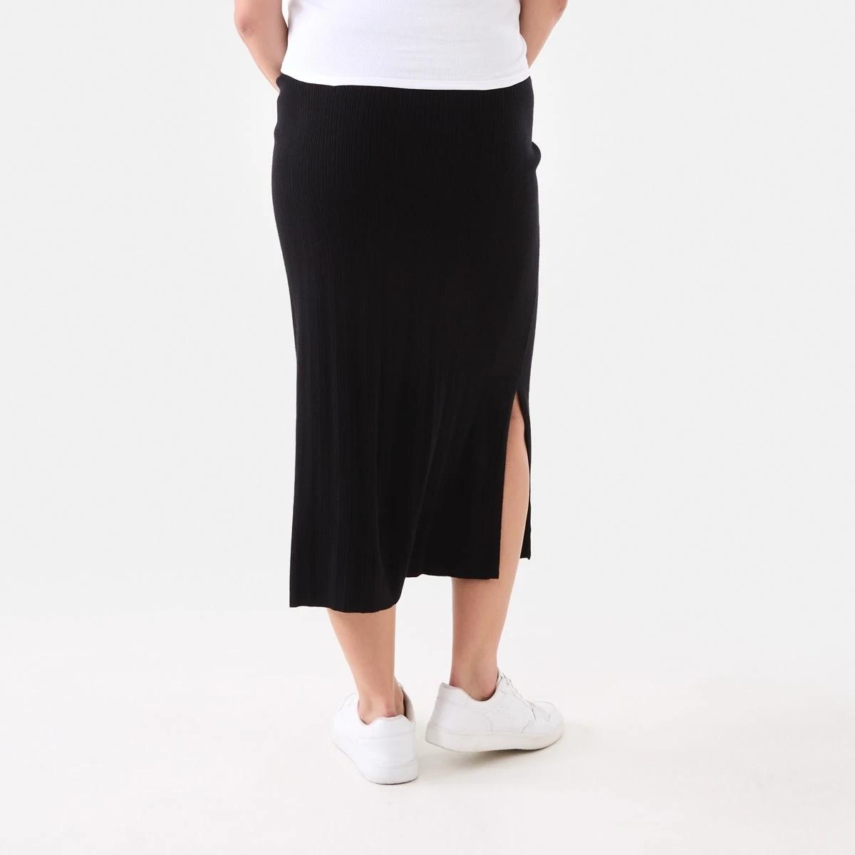 3 Maternity Rib Column Skirt Black, 3 of 5