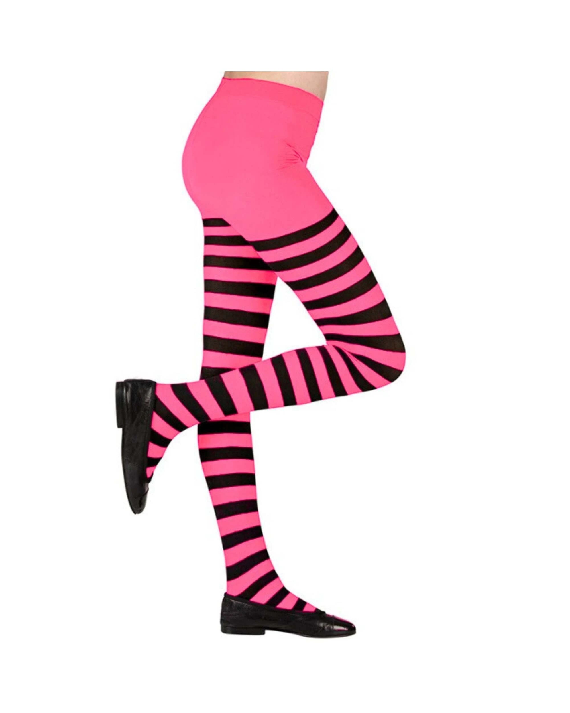 2 Widmann Kids Striped Neon and Black Stocking 7 10 Years - One Size - Pink, 2 of 3