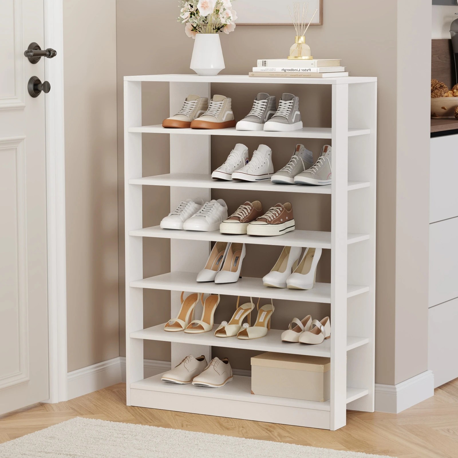 3 Oikiture Shoe Rack 7 Tiers Shelf Storage Cabinet Organiser 42 Pairs - White, 3 of 7
