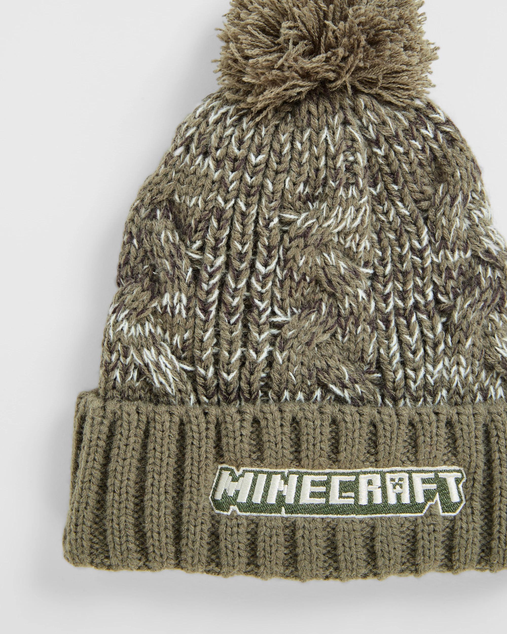 2 Minecraft Speckle Pom Pom Beanie KHAKI, 2 of 2