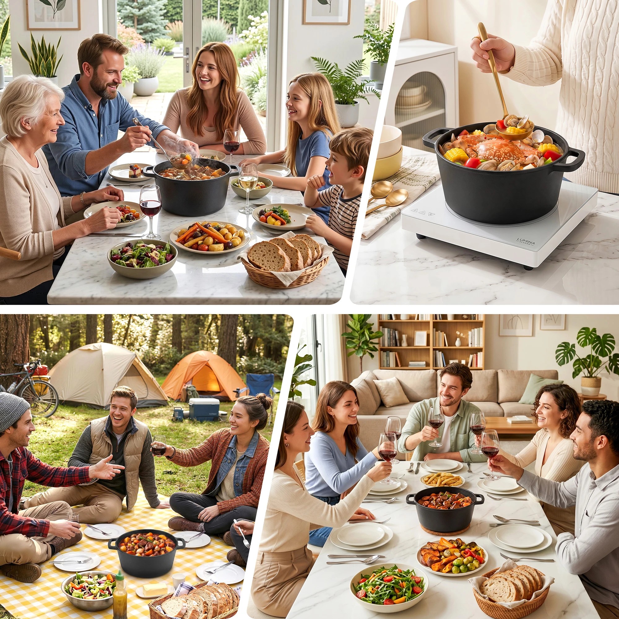8 5-Star Chef 5L 2-In-1 Pre-Seasoned Cast Iron Dutch Oven Pot with Lid and Dual Handles - Black, 8 of 9