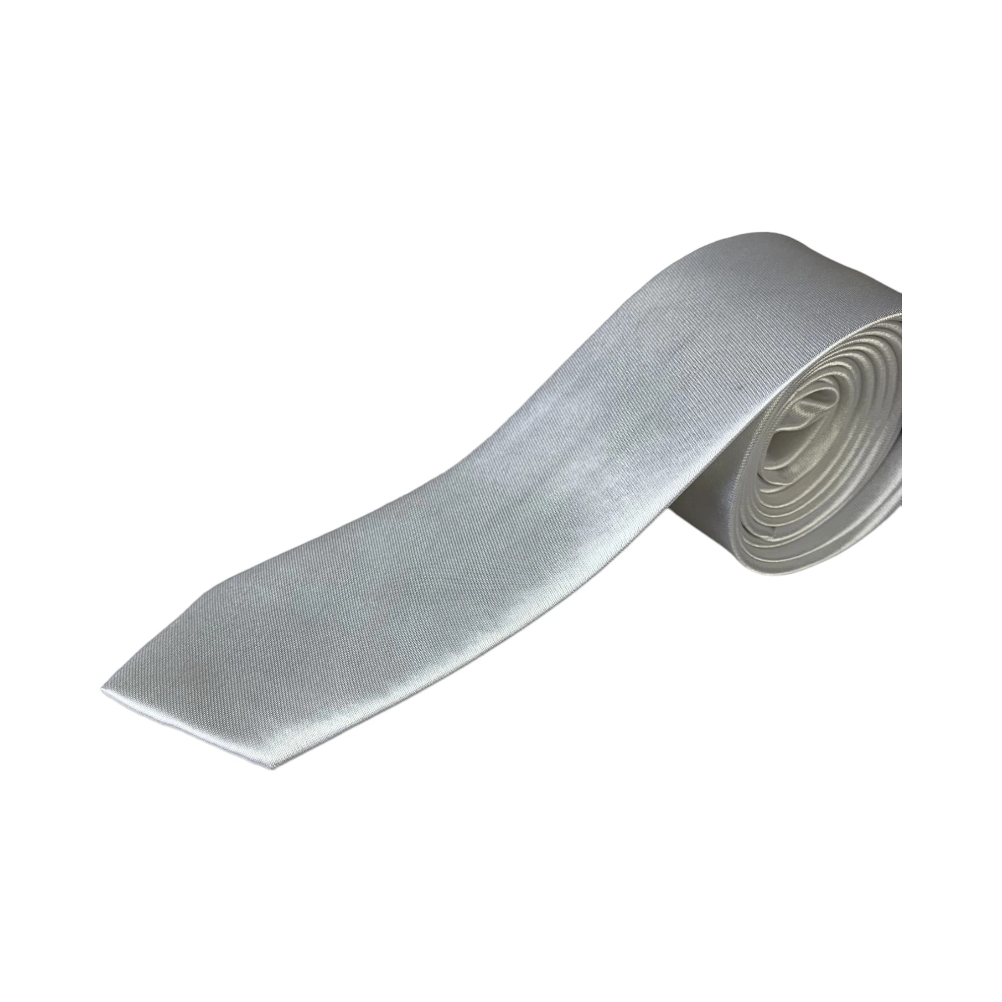 6 Zasel Mens 5cm Skinny Plain Neck Tie - White - White, 6 of 7