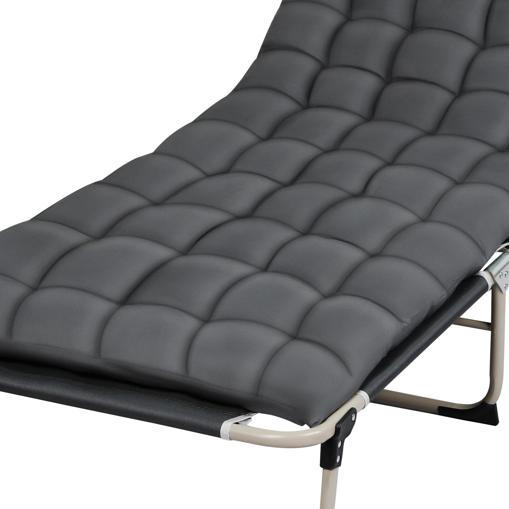 4 Levede Folding Bed 4 Positions Adjustable Portable Lounge - Grey, 4 of 9